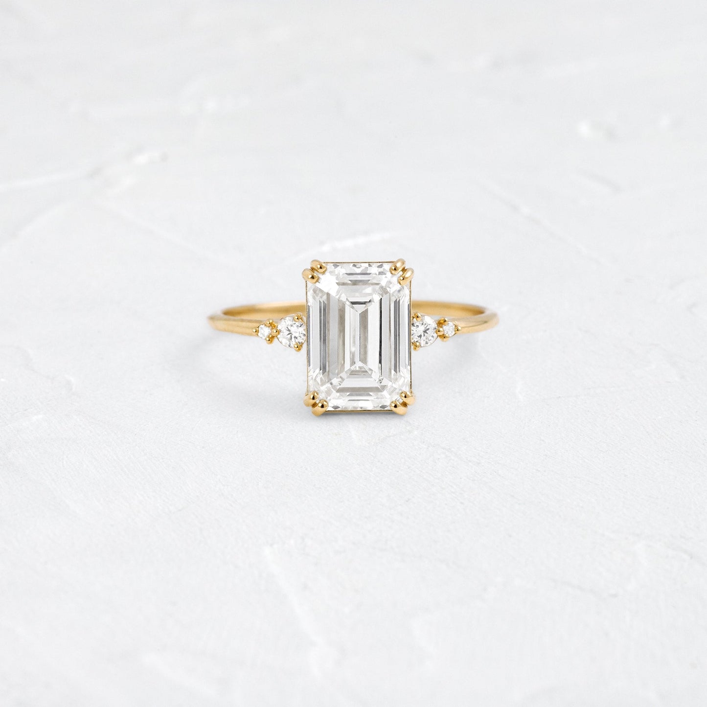 Cluster-Emerald Lab Grown Diamond Engagement Ring - Front view