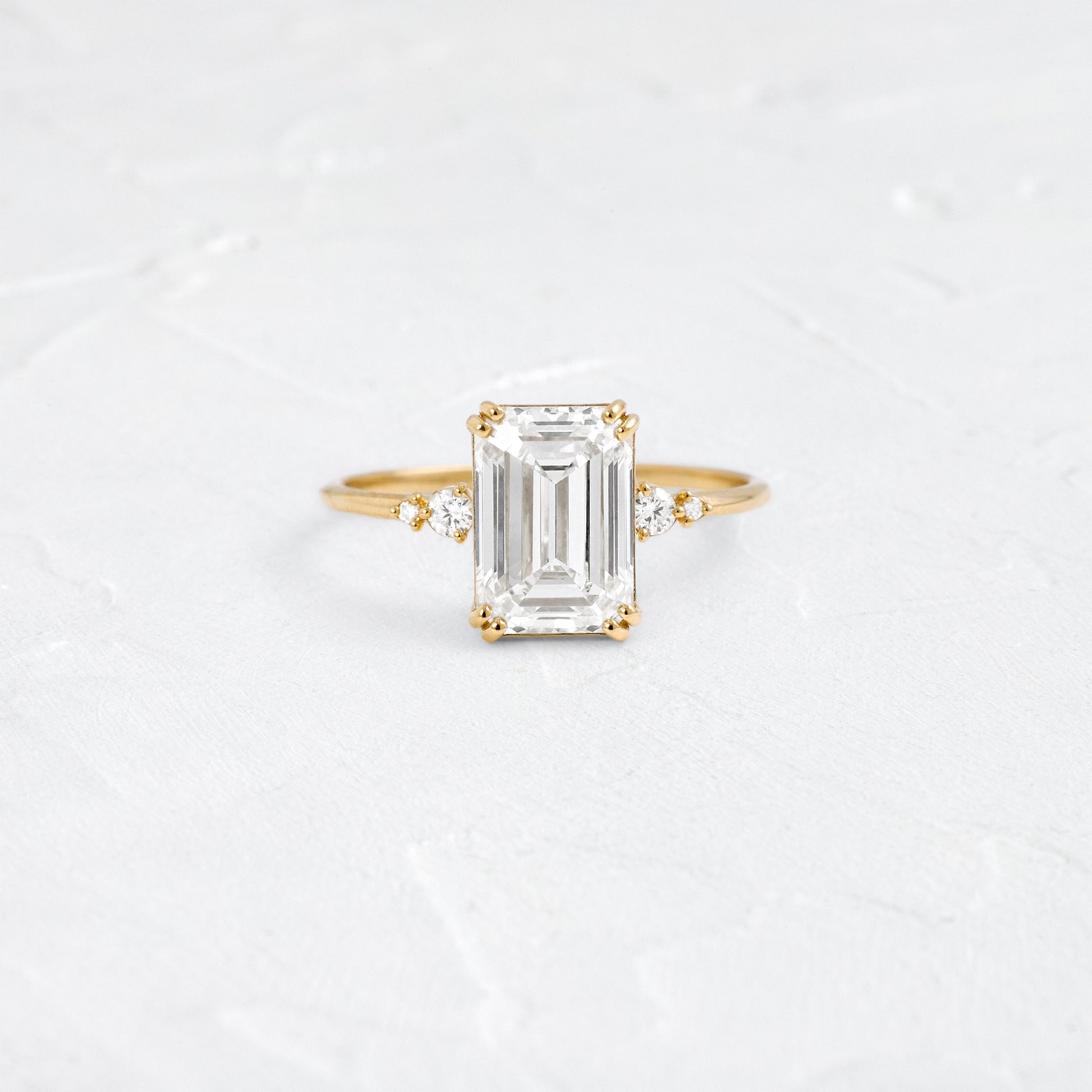 Cluster-Emerald Lab Grown Diamond Engagement Ring - Front view
