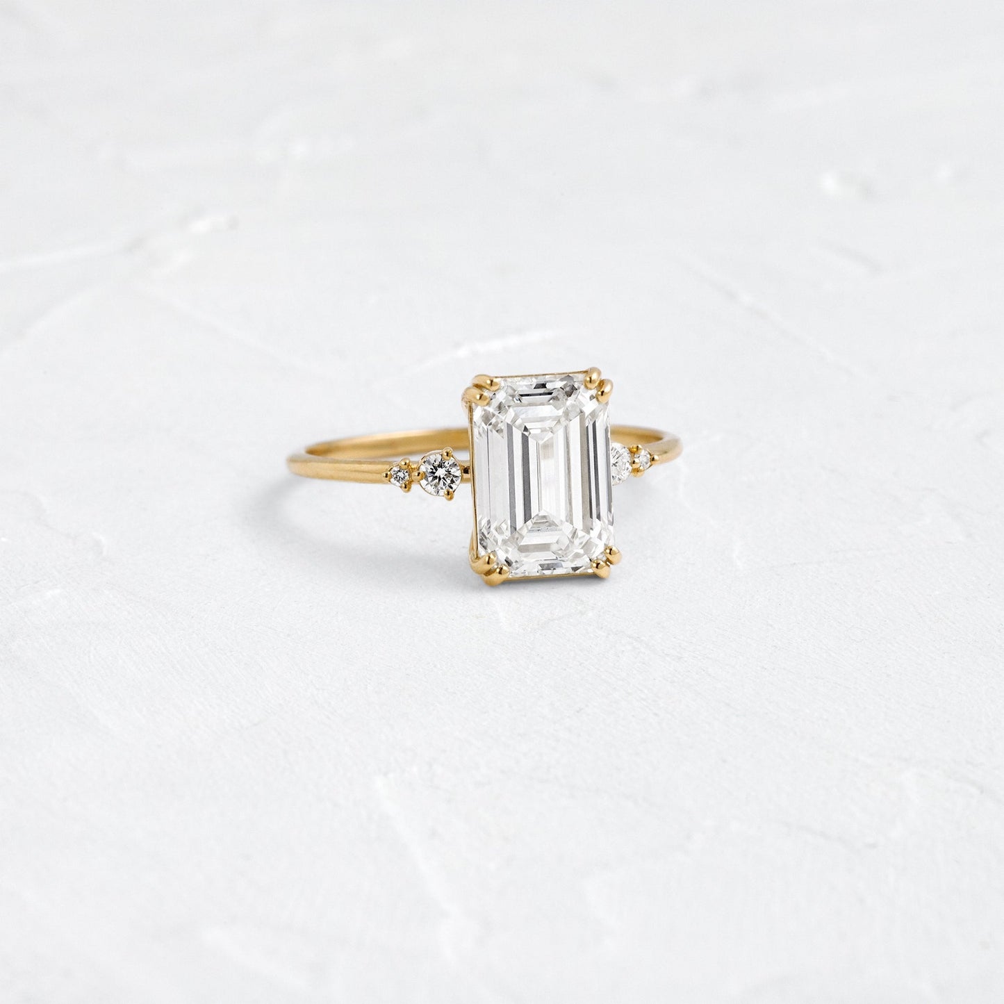 Cluster-Emerald Lab Grown Diamond Engagement Ring - Front view