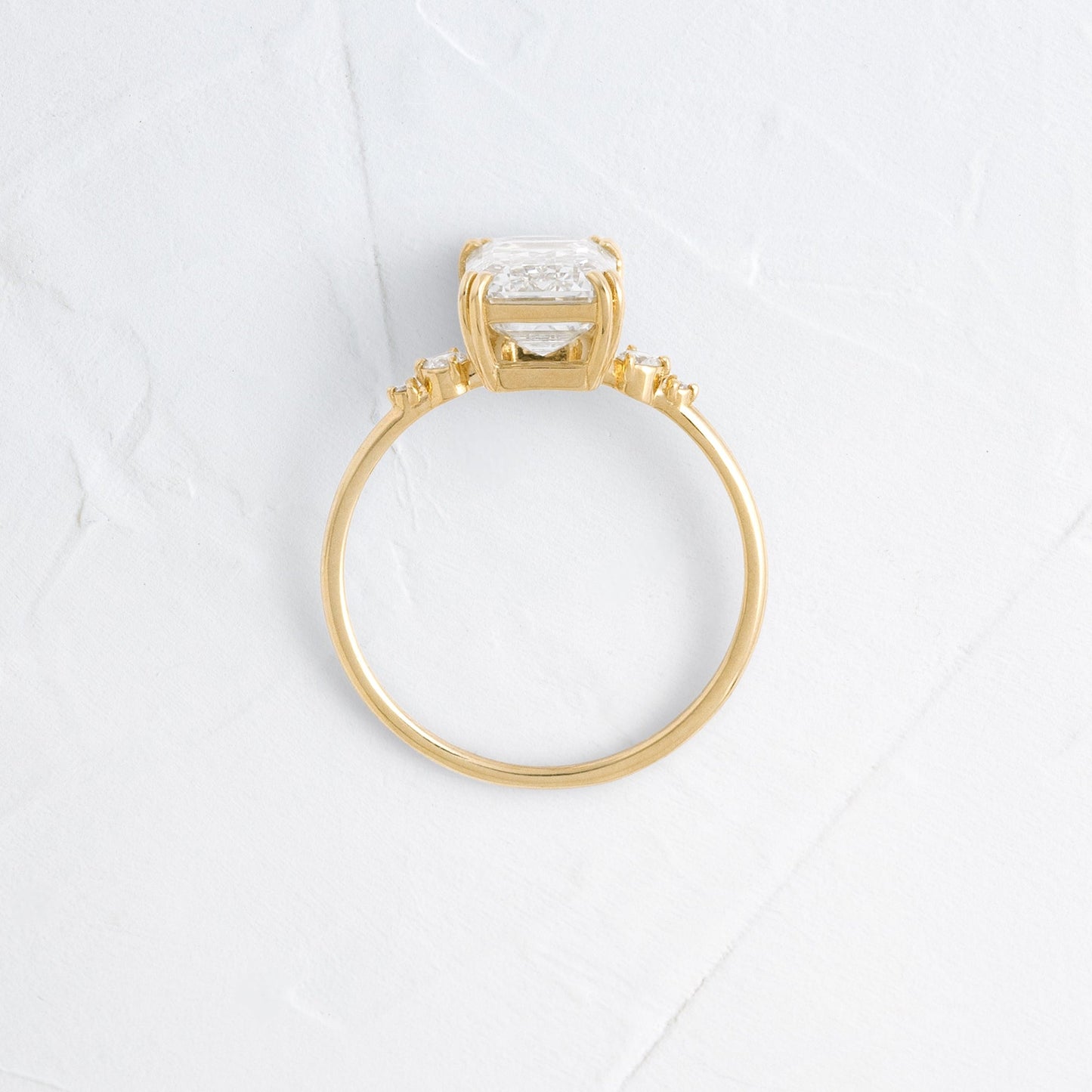 Cluster-Emerald Lab Grown Diamond Engagement Ring - Side view