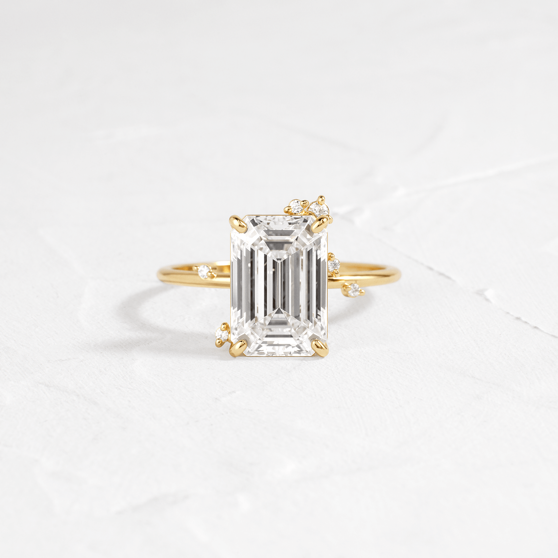 Cluster-Emerald Lab Grown Diamond Engagement Ring - Front view