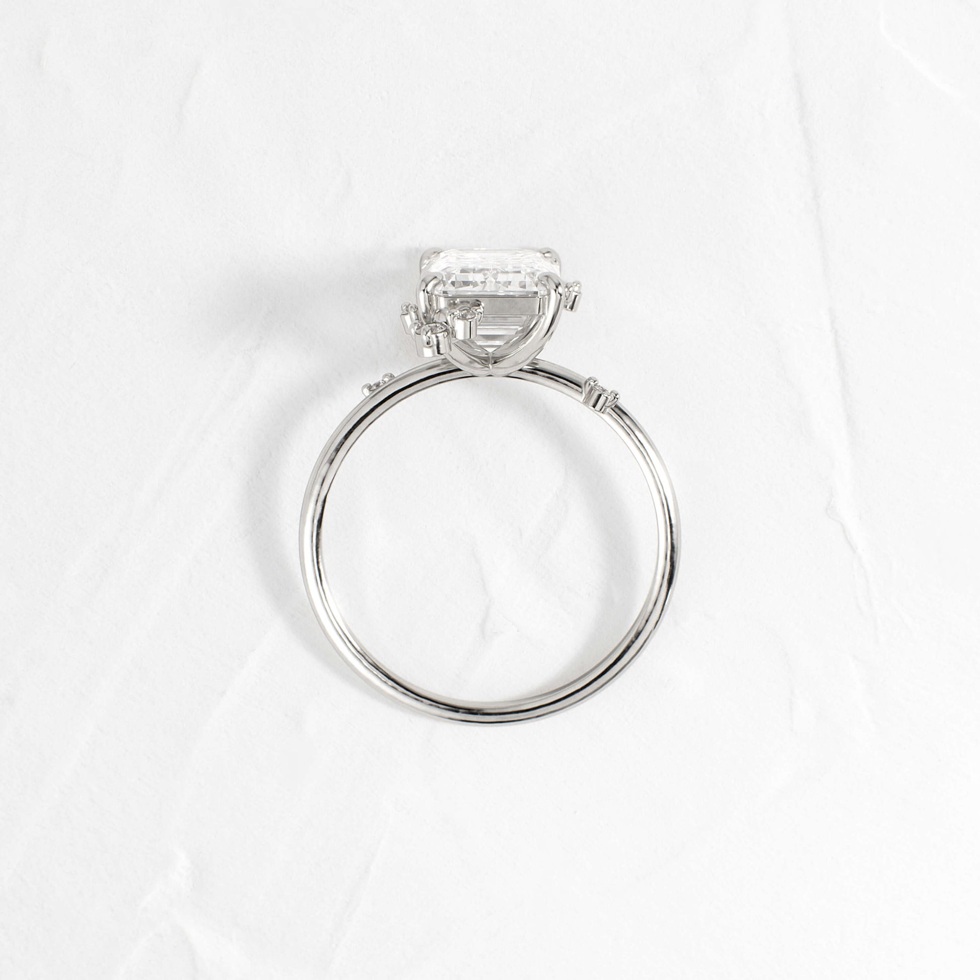 Cluster-Emerald Lab Grown Diamond Engagement Ring - Back view