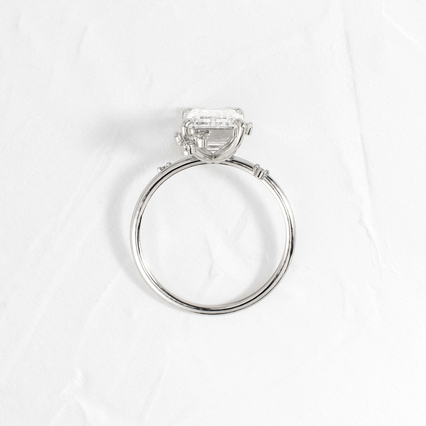 Cluster-Emerald Lab Grown Diamond Engagement Ring - Back view