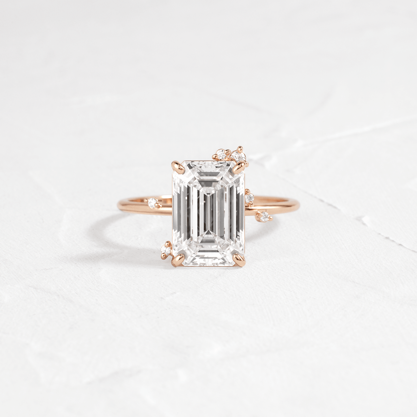 Cluster-Emerald Lab Grown Diamond Engagement Ring - Detail view