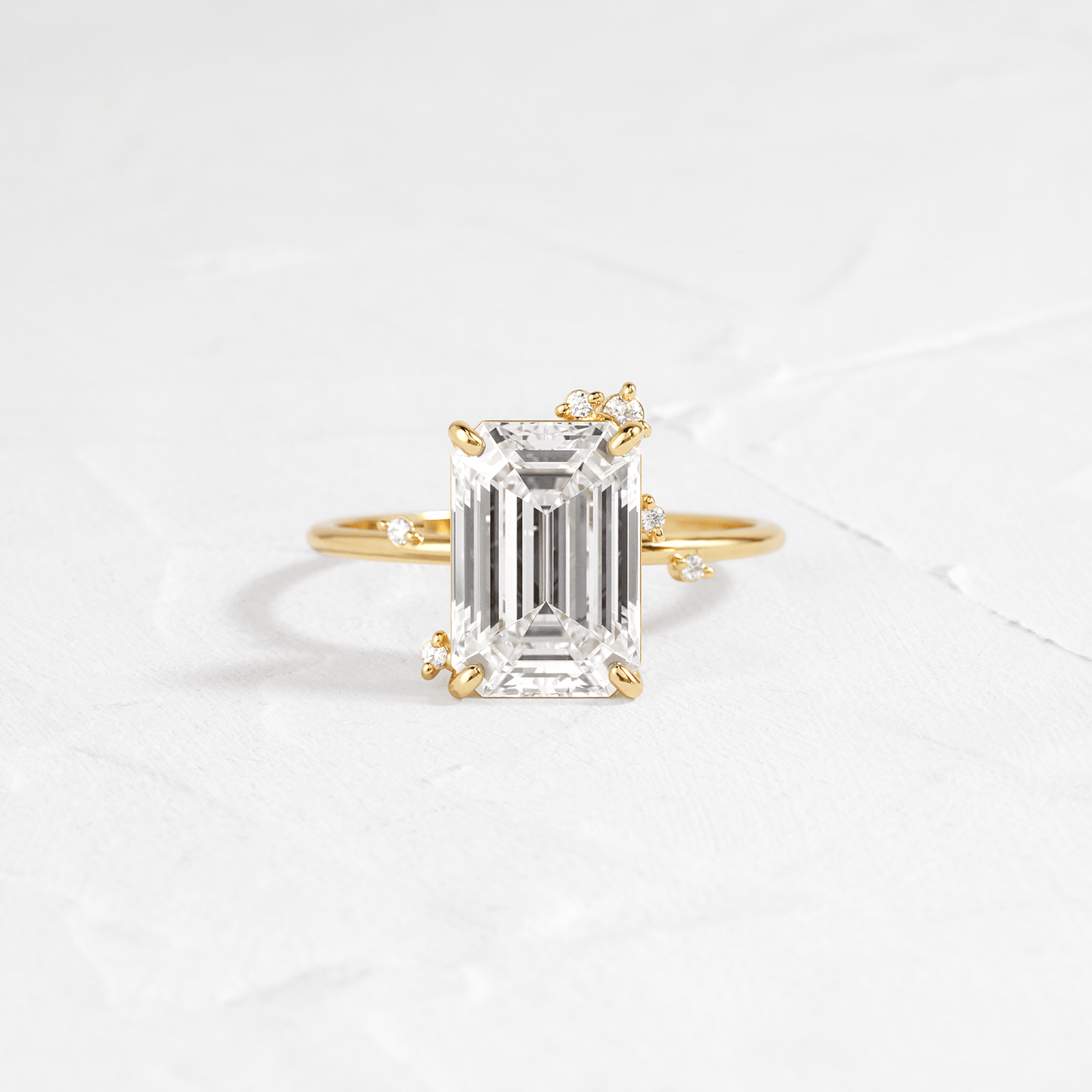 Cluster-Emerald Lab Grown Diamond Engagement Ring - Front view