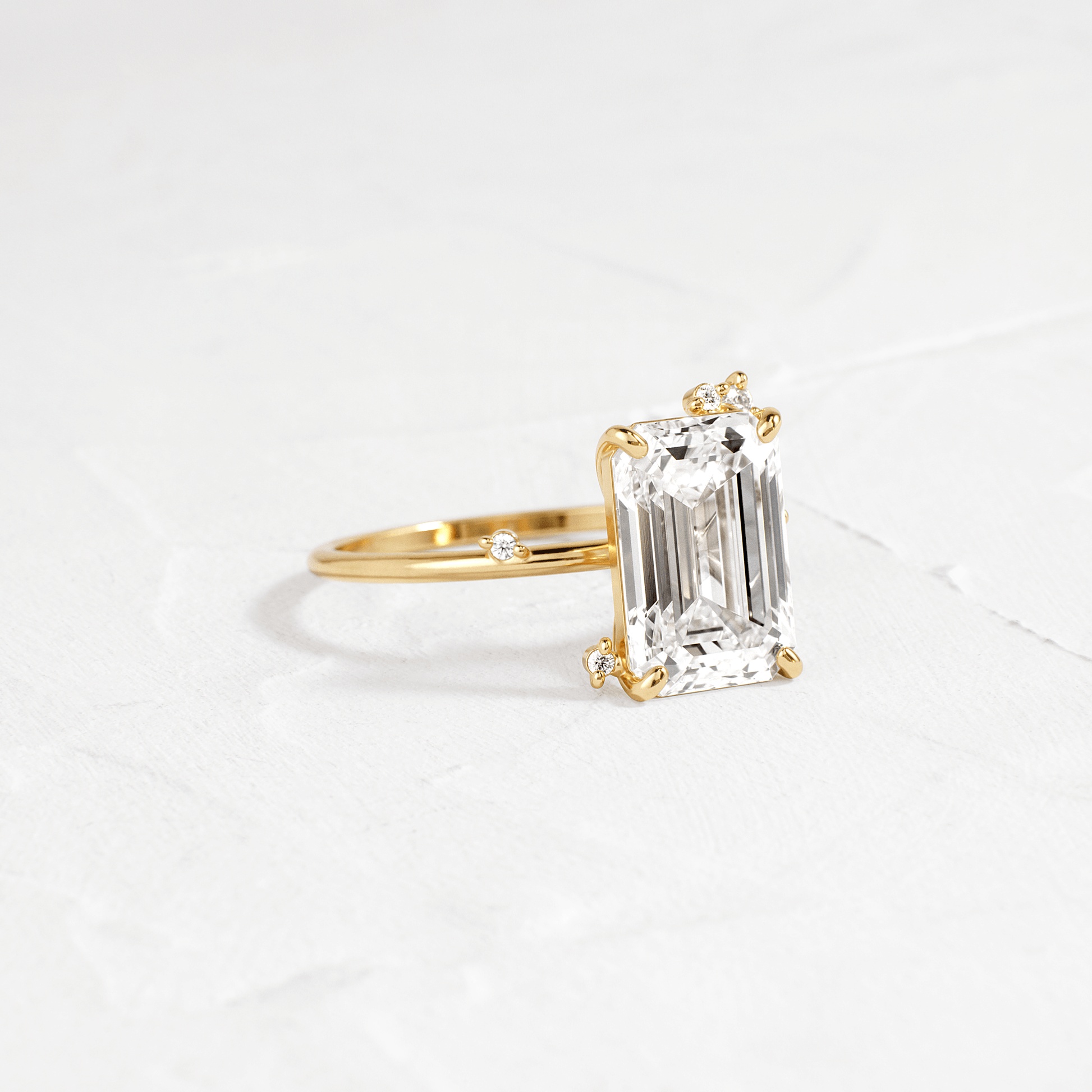 Cluster-Emerald Lab Grown Diamond Engagement Ring - Front view