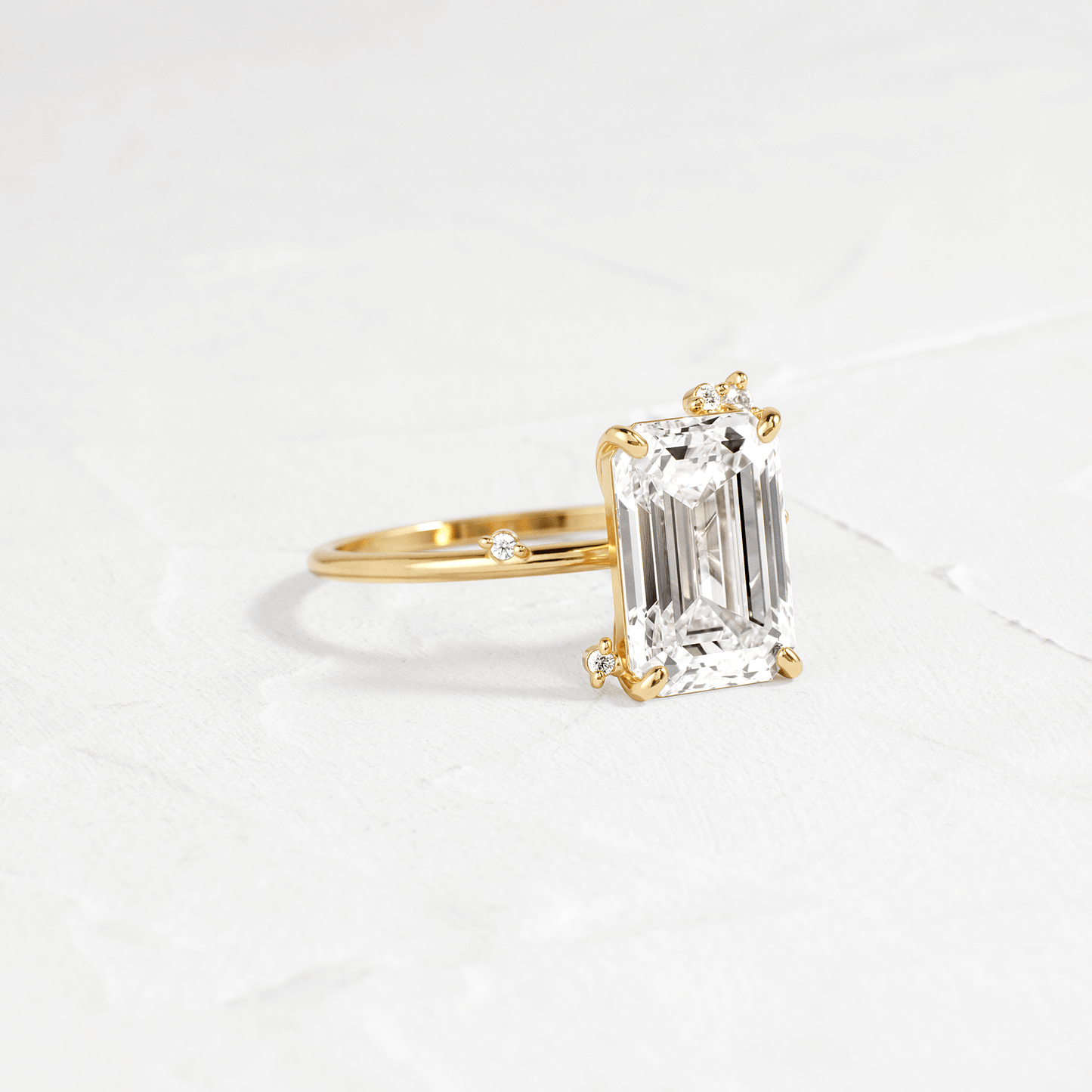 Cluster-Emerald Lab Grown Diamond Engagement Ring - Front view