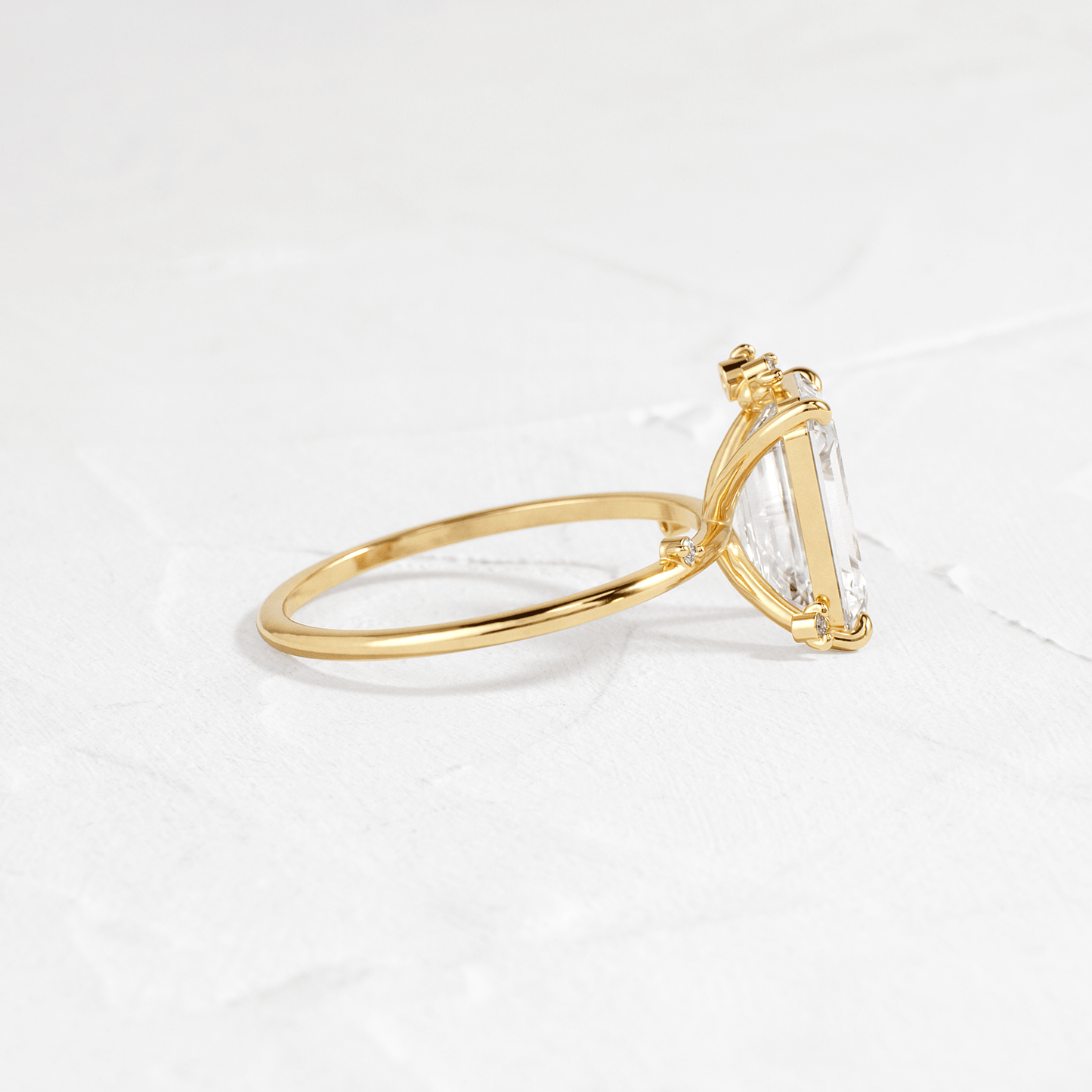 Cluster-Emerald Lab Grown Diamond Engagement Ring - Side view