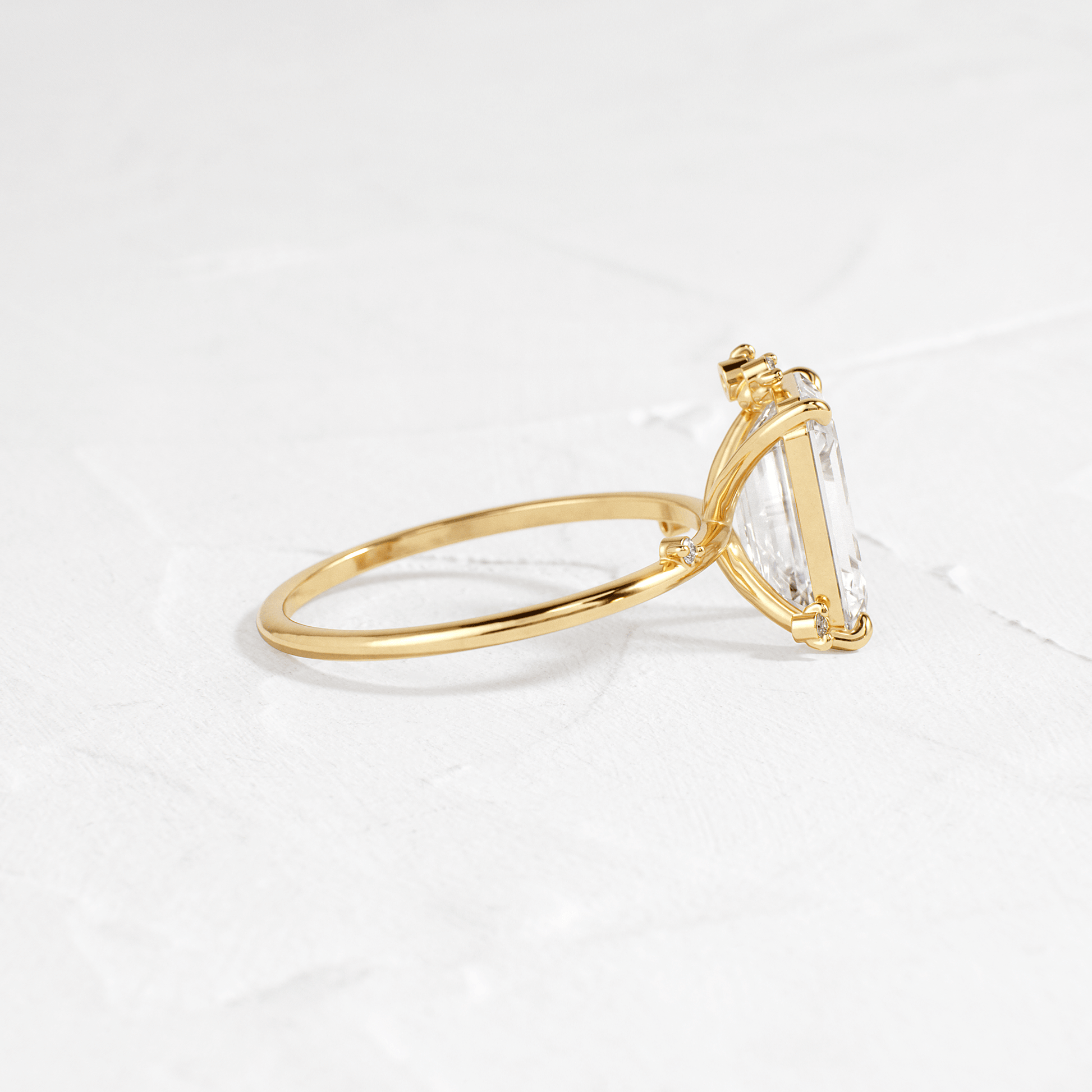 Cluster-Emerald Lab Grown Diamond Engagement Ring - Side view