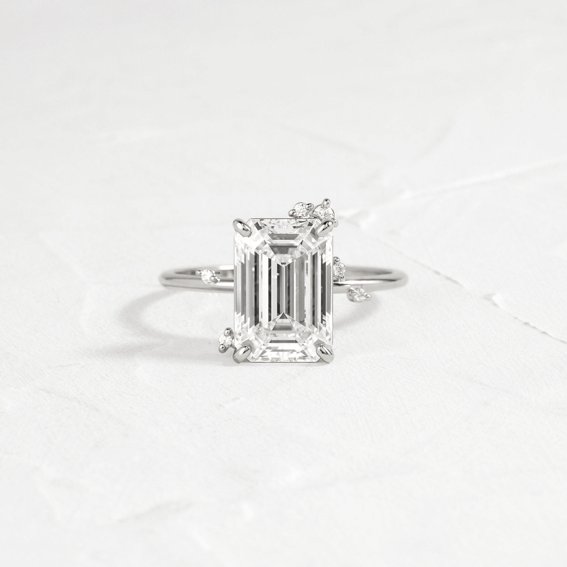 Cluster-Emerald Lab Grown Diamond Engagement Ring - Lifestyle