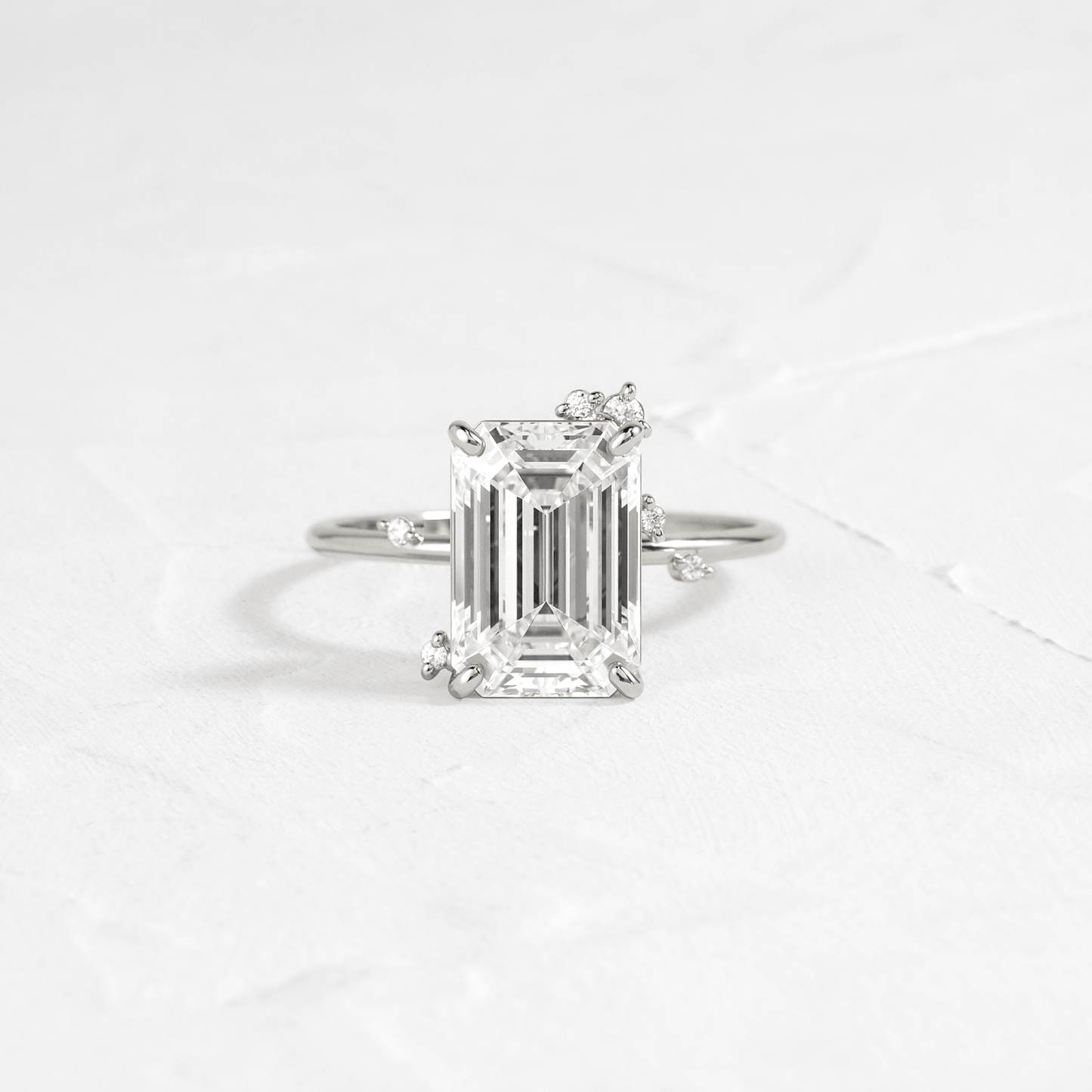 Cluster-Emerald Lab Grown Diamond Engagement Ring - Lifestyle