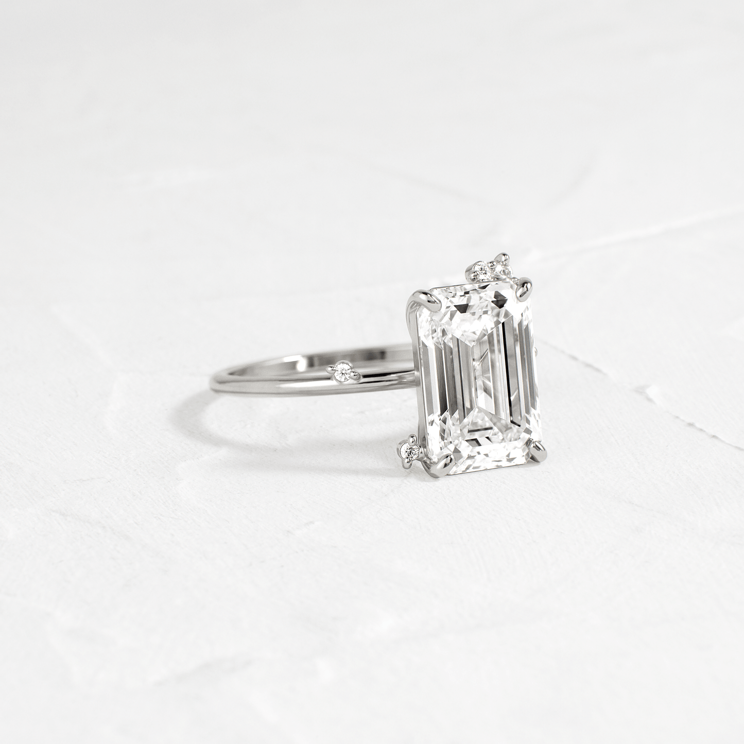 Cluster-Emerald Lab Grown Diamond Engagement Ring - Front view