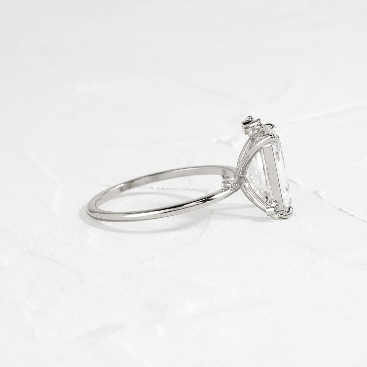 Cluster-Emerald Lab Grown Diamond Engagement Ring - Side view