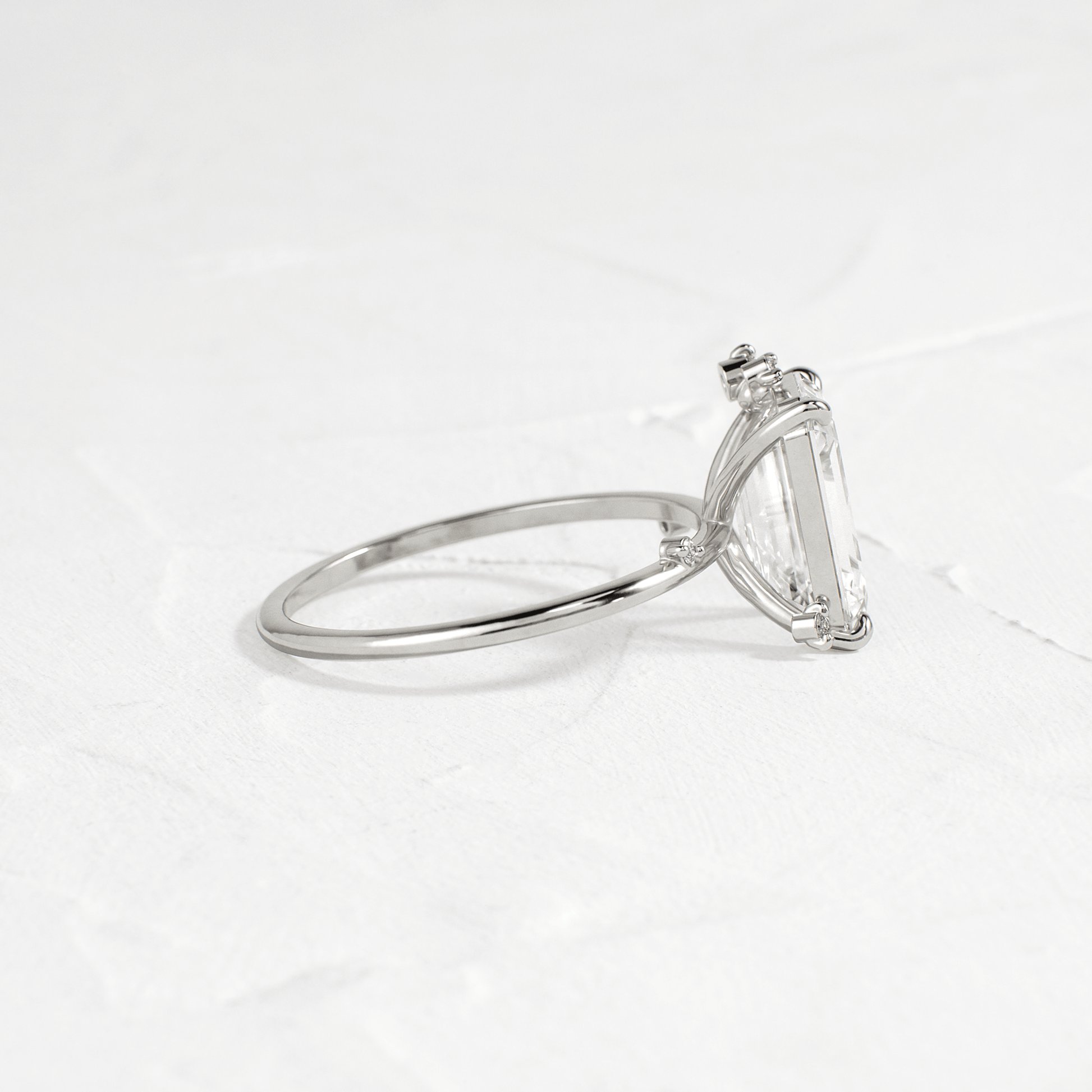 Cluster-Emerald Lab Grown Diamond Engagement Ring - Side view