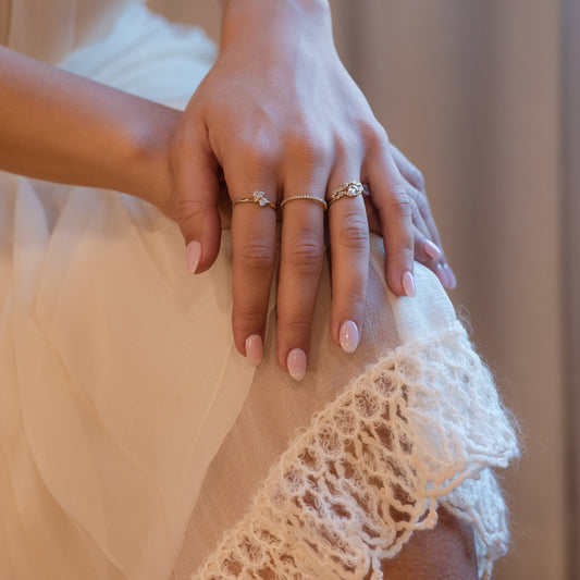 Cluster Pave-Rose Cut Lab Grown Diamond Engagement Ring - Lifestyle