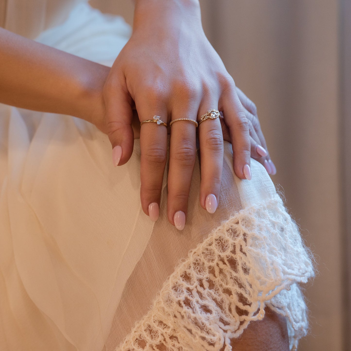 Cluster Pave-Rose Cut Lab Grown Diamond Engagement Ring - Lifestyle