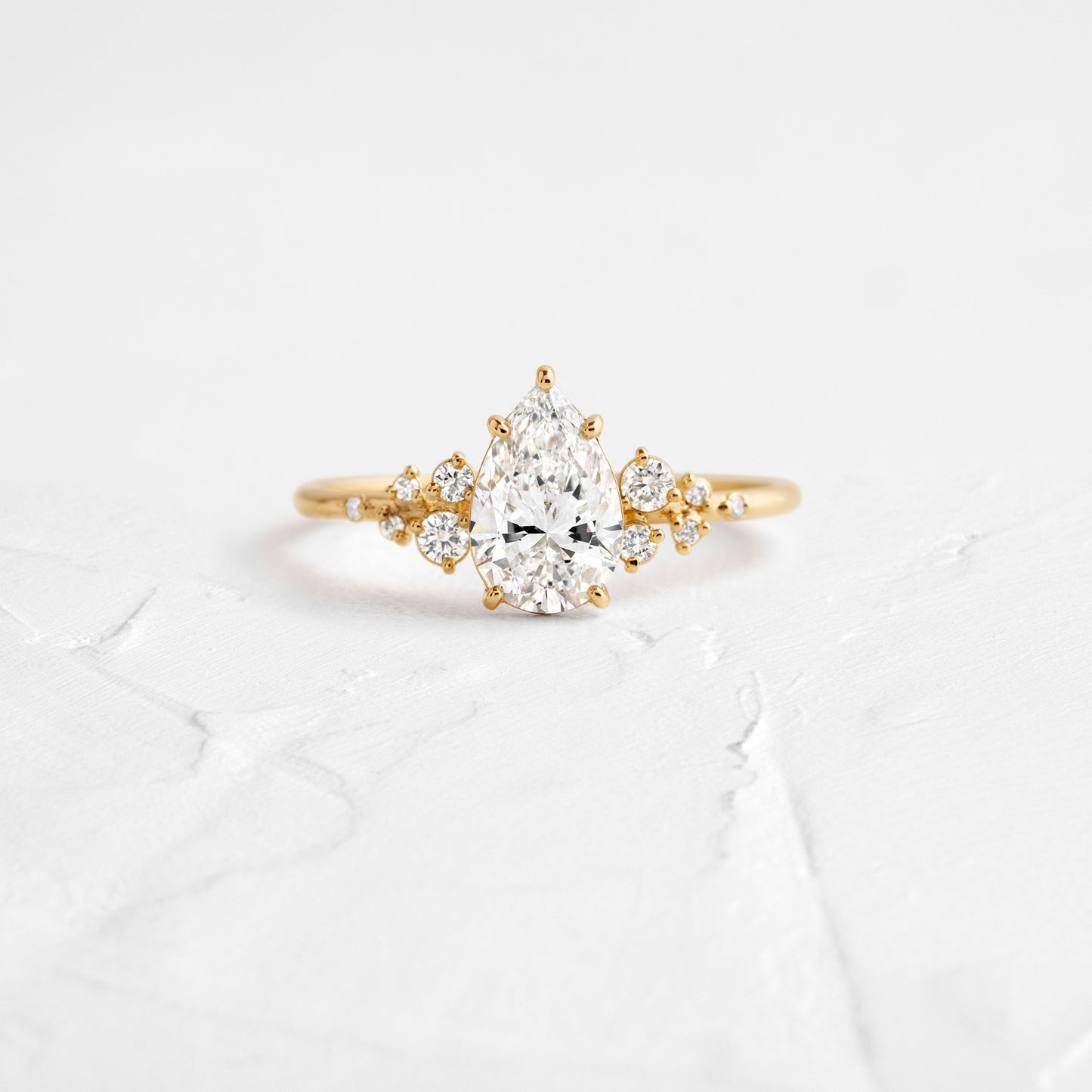 Cluster-Pear Lab Grown Diamond Engagement Ring - Front view