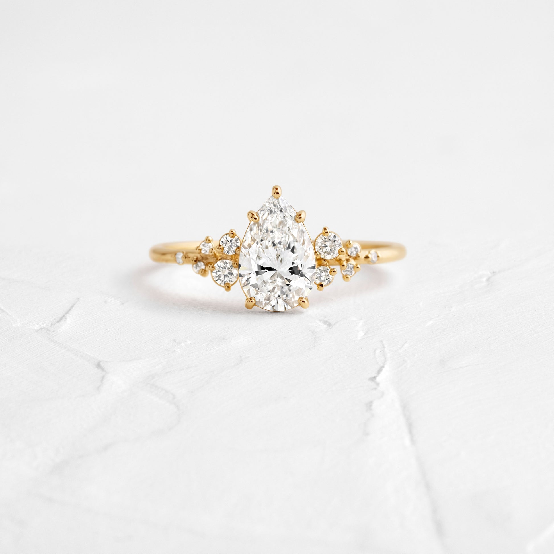 Cluster-Pear Lab Grown Diamond Engagement Ring - Front view