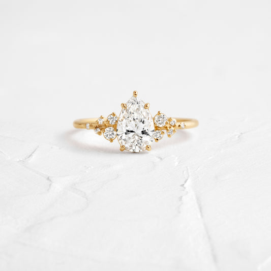 Cluster-Pear Lab Grown Diamond Engagement Ring - Front view