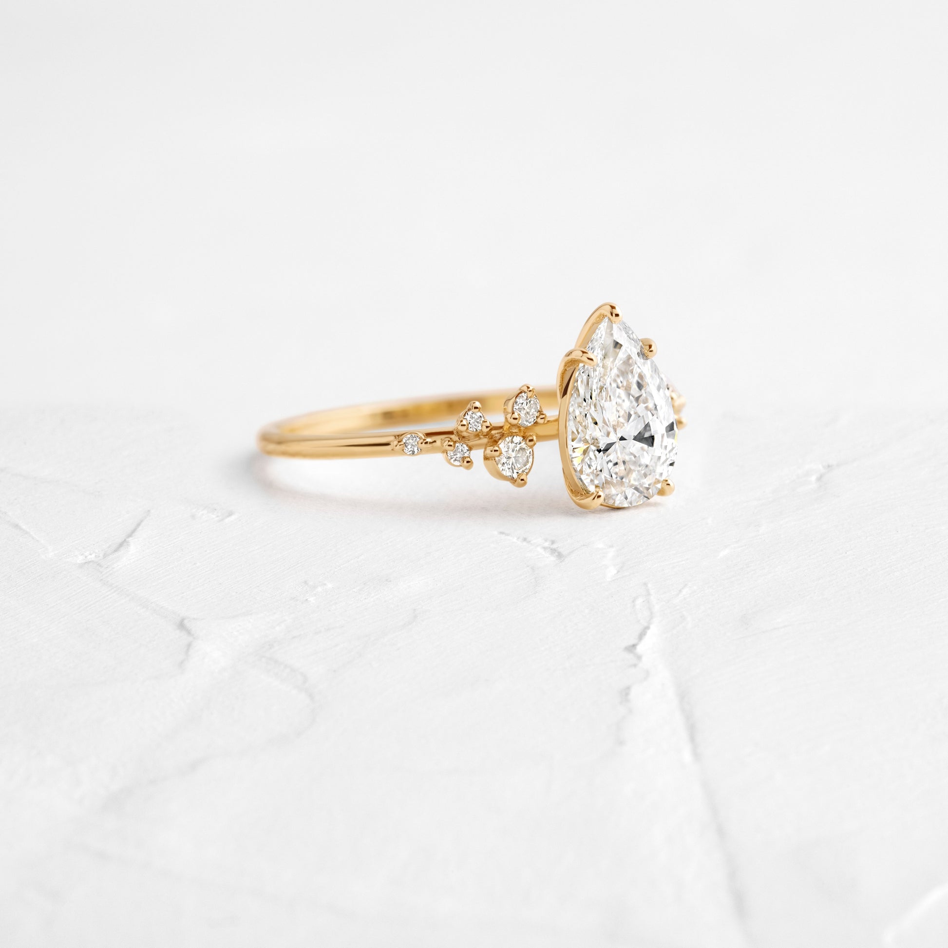 Cluster-Pear Lab Grown Diamond Engagement Ring - Front view