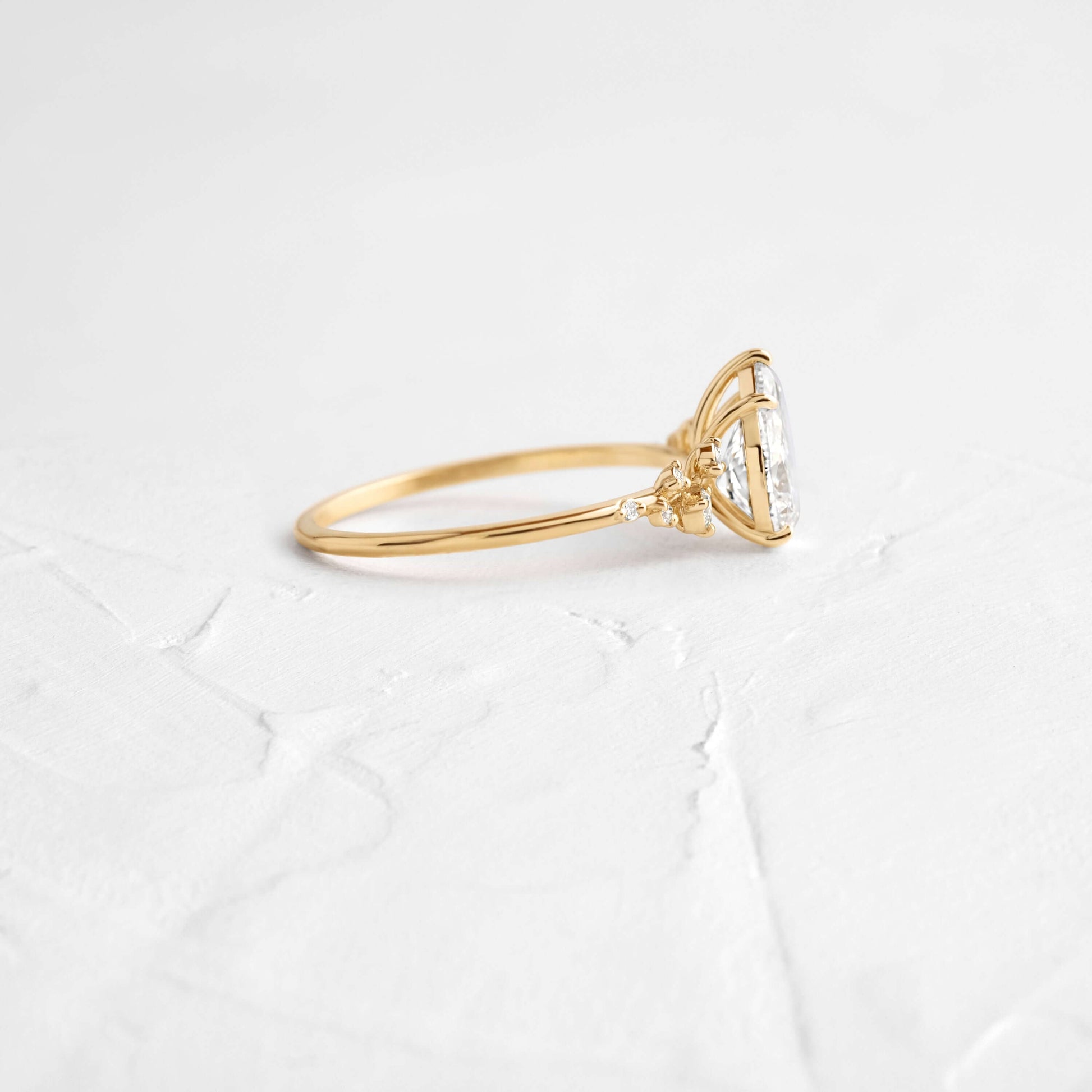 Cluster-Pear Lab Grown Diamond Engagement Ring - Side view