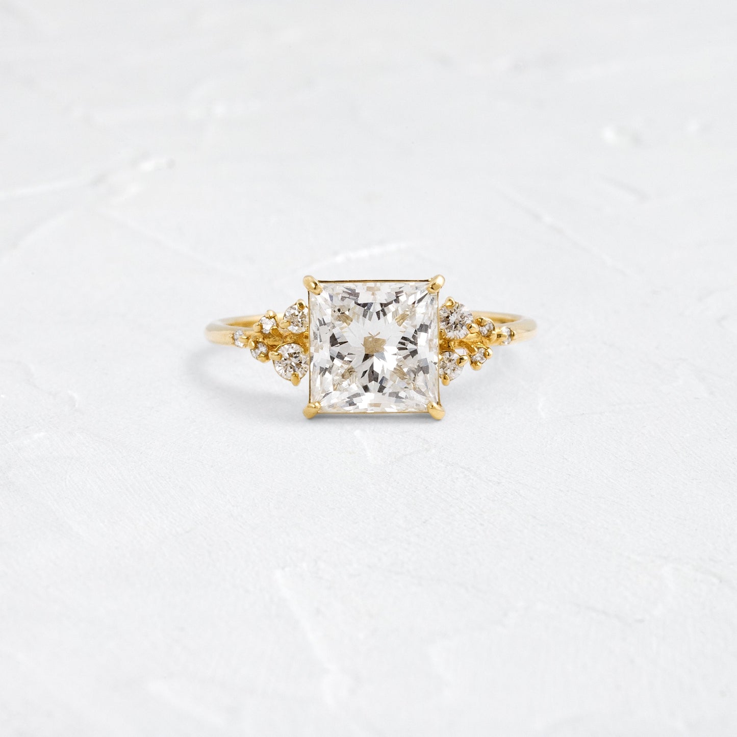 Cluster-Princess Lab Grown Diamond Engagement Ring - Front view