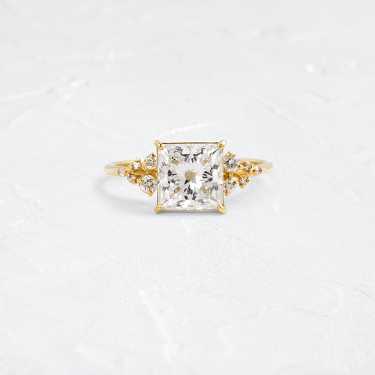 Cluster-Princess Lab Grown Diamond Engagement Ring - Front view