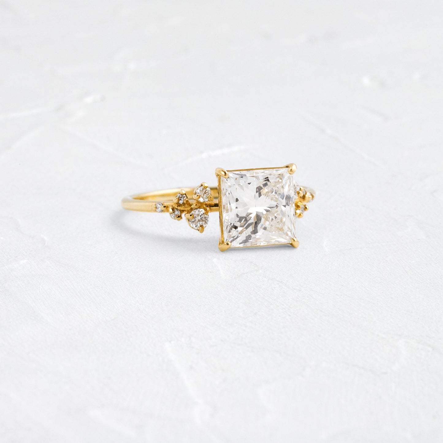 Cluster-Princess Lab Grown Diamond Engagement Ring - Front view