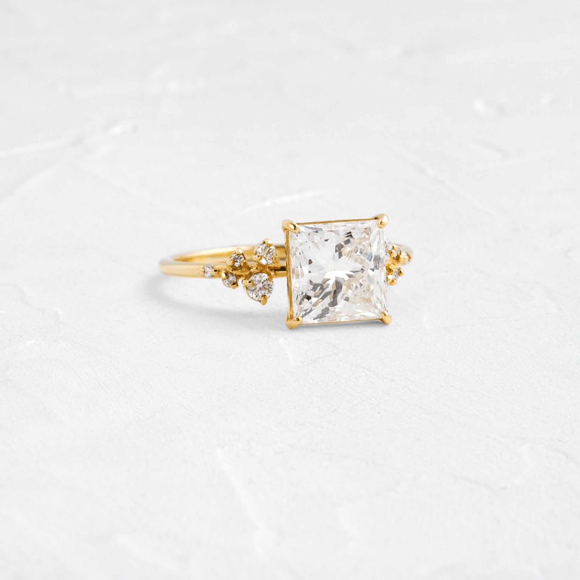 Cluster-Princess Lab Grown Diamond Engagement Ring - Front view
