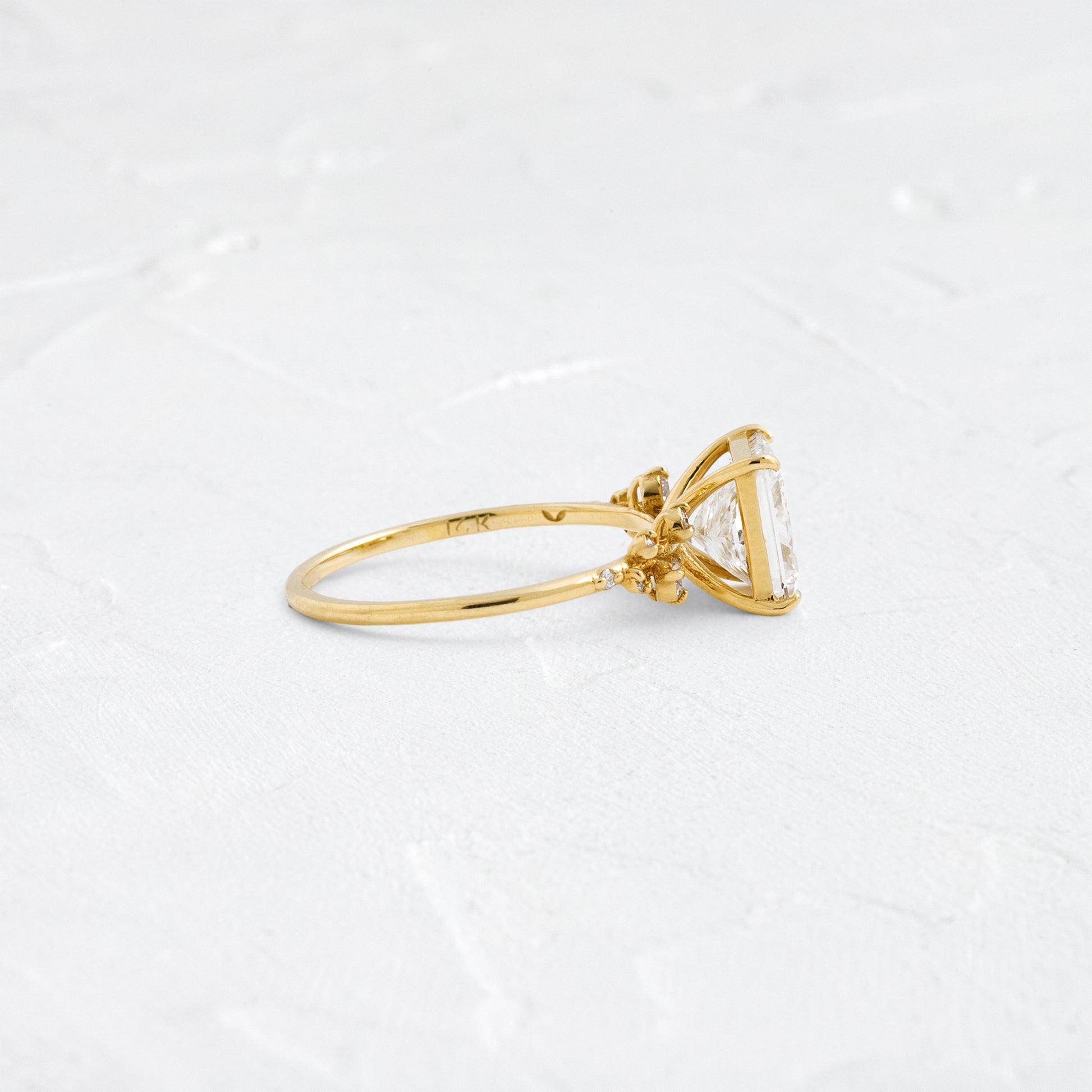 Cluster-Princess Lab Grown Diamond Engagement Ring - Side view