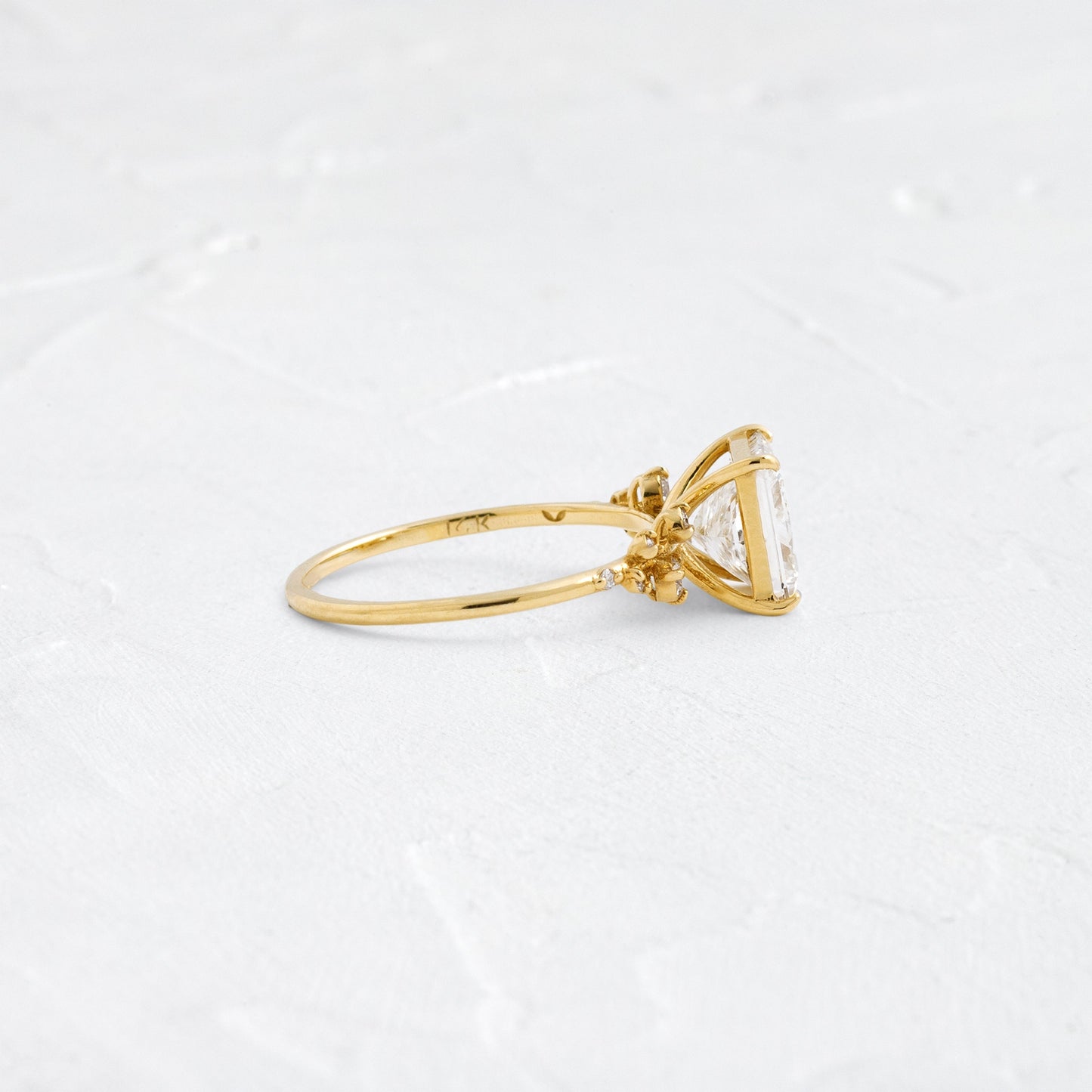 Cluster-Princess Lab Grown Diamond Engagement Ring - Side view