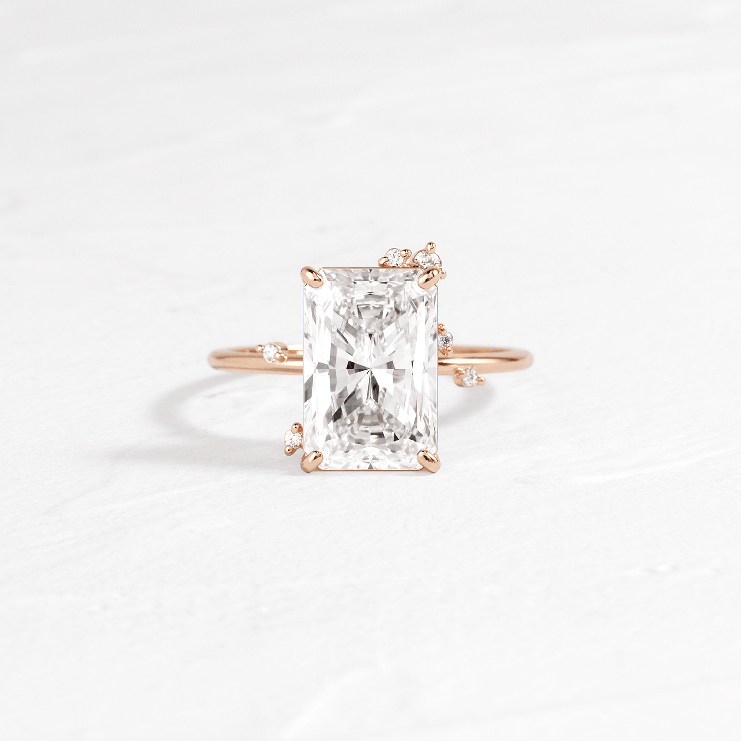Cluster-Radiant Lab Grown Diamond Engagement Ring - Back view