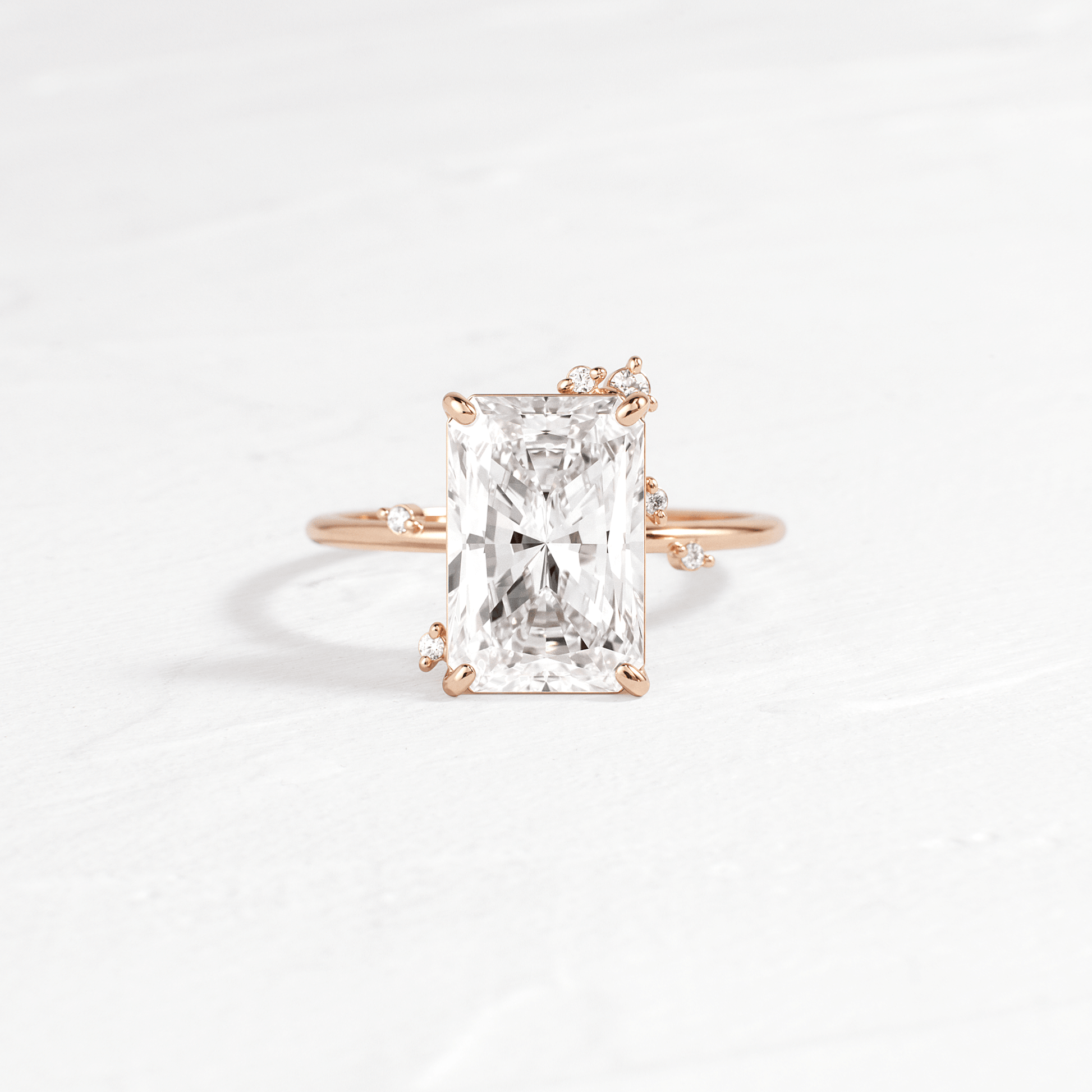 Cluster-Radiant Lab Grown Diamond Engagement Ring - Back view