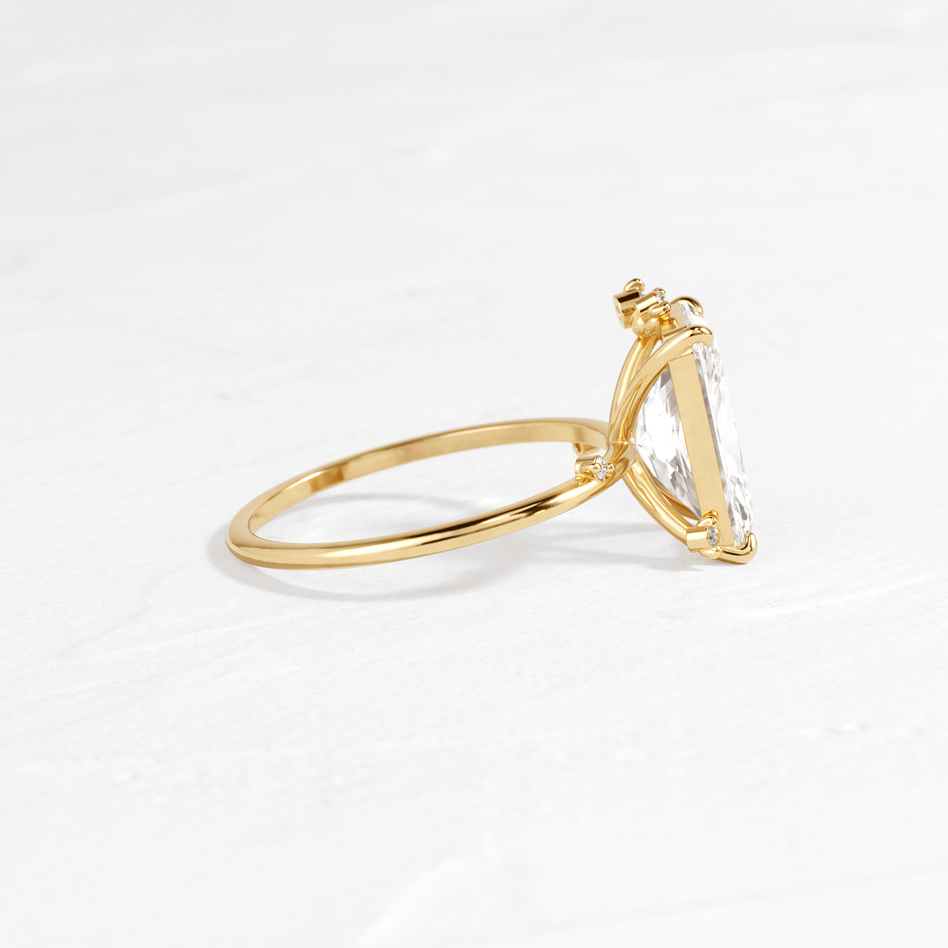 Cluster-Radiant Lab Grown Diamond Engagement Ring - Side view