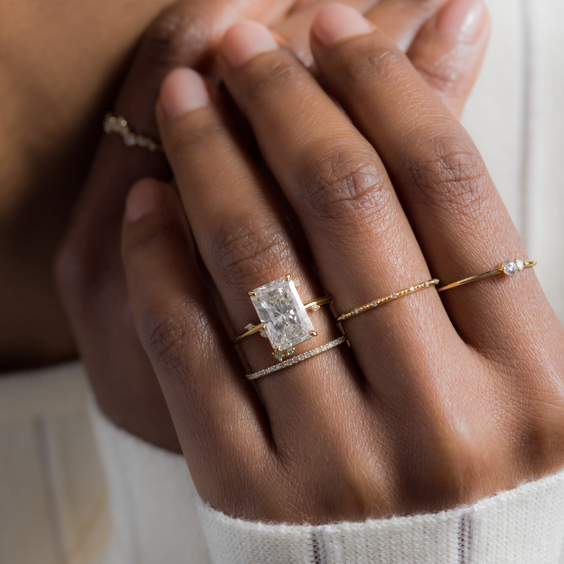 Cluster-Radiant Lab Grown Diamond Engagement Ring - Detail view