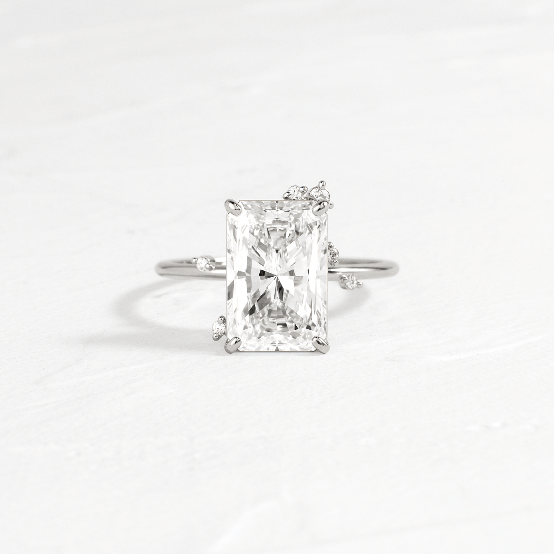 Cluster-Radiant Lab Grown Diamond Engagement Ring - On model