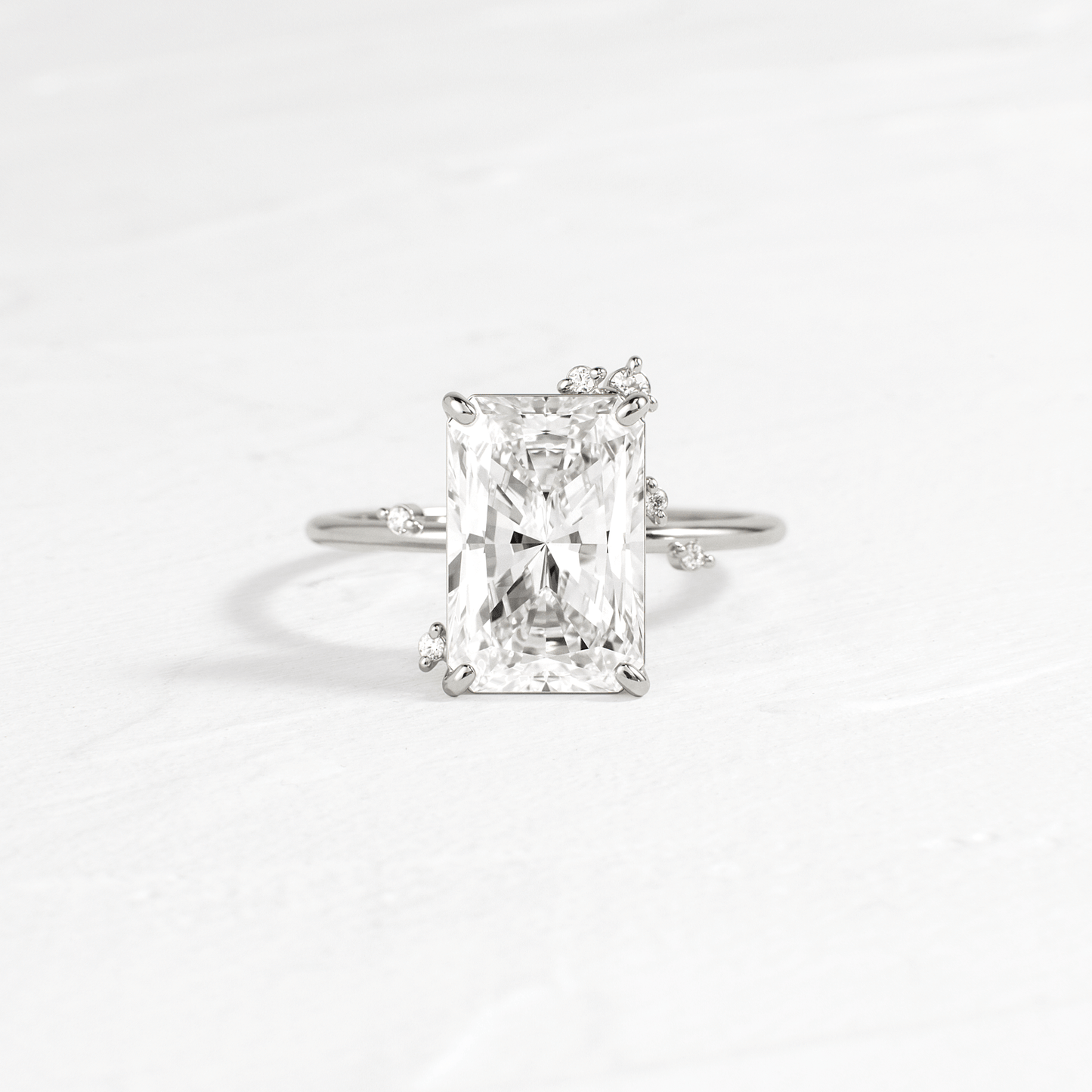 Cluster-Radiant Lab Grown Diamond Engagement Ring - On model