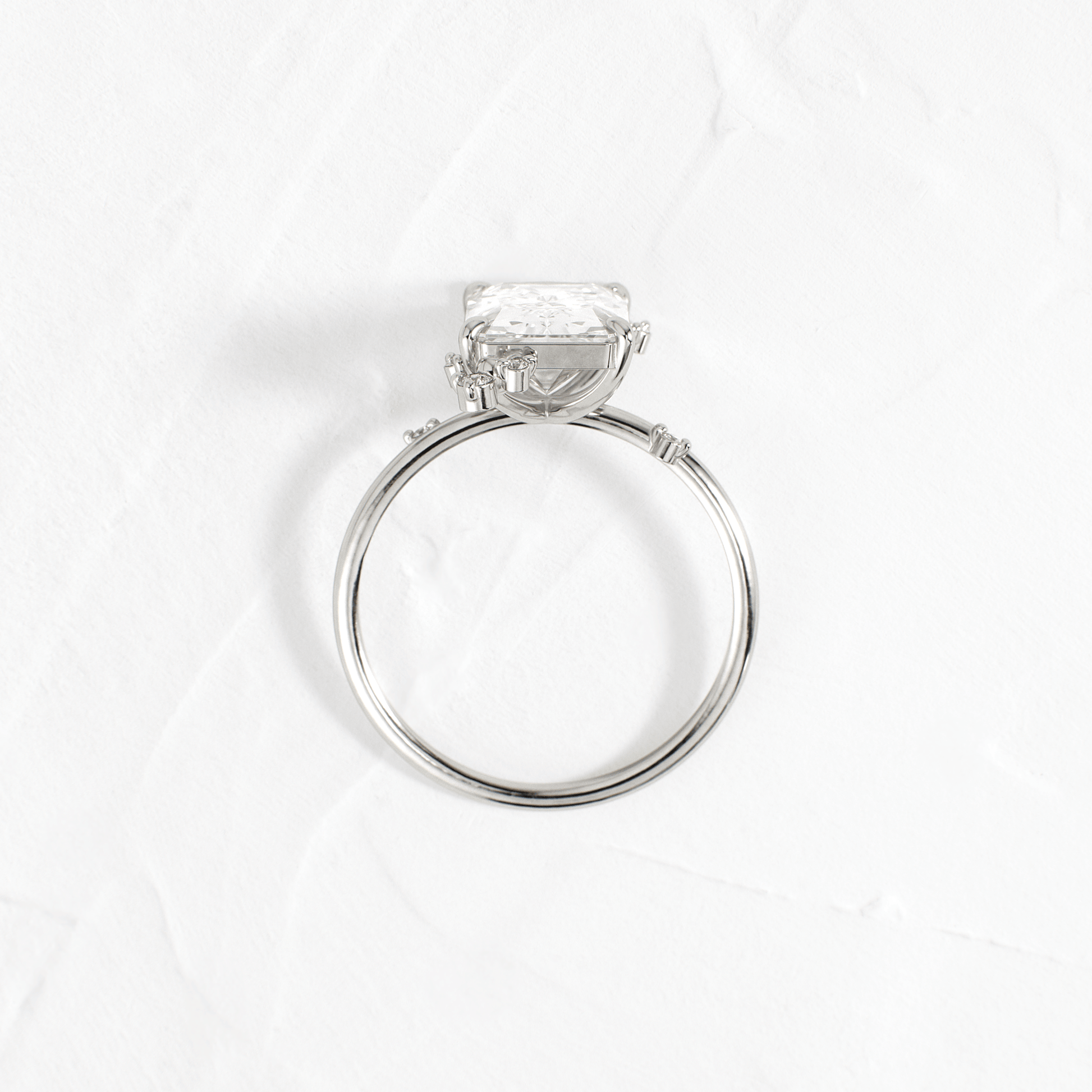 Cluster-Radiant Lab Grown Diamond Engagement Ring - Side view