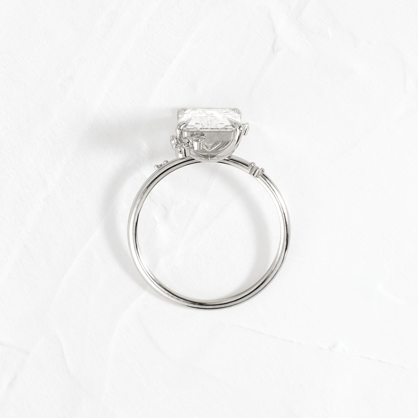Cluster-Radiant Lab Grown Diamond Engagement Ring - Side view