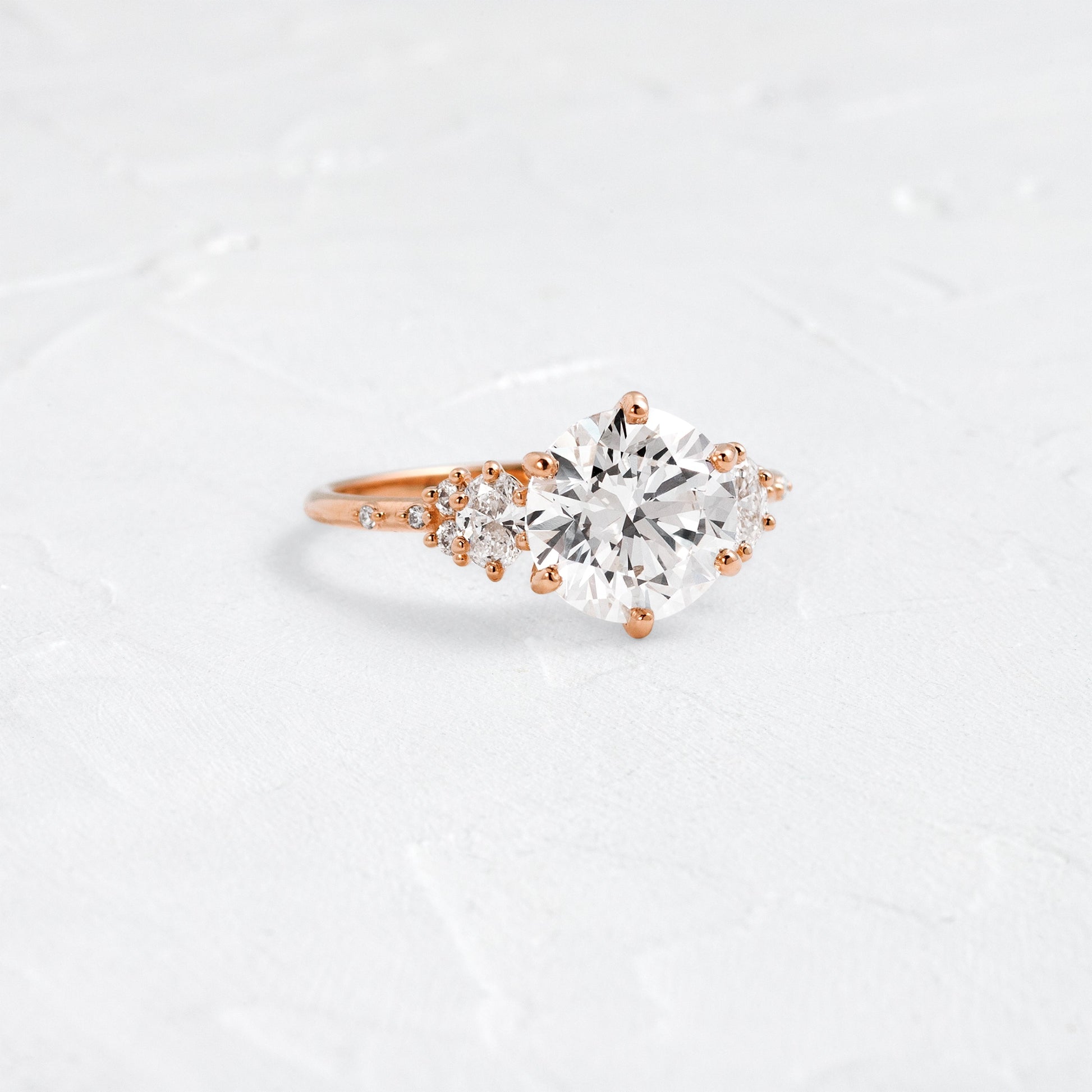 Cluster-Round Lab Grown Diamond Engagement Ring - Back view