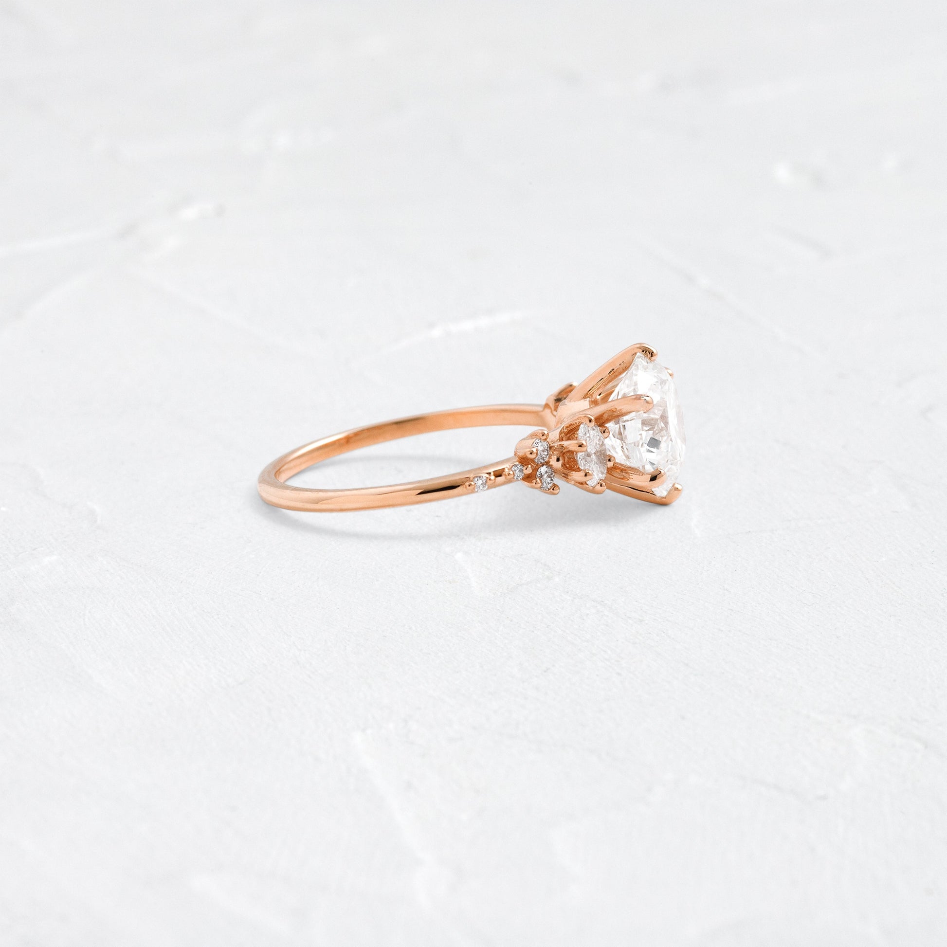 Cluster-Round Lab Grown Diamond Engagement Ring - Detail view
