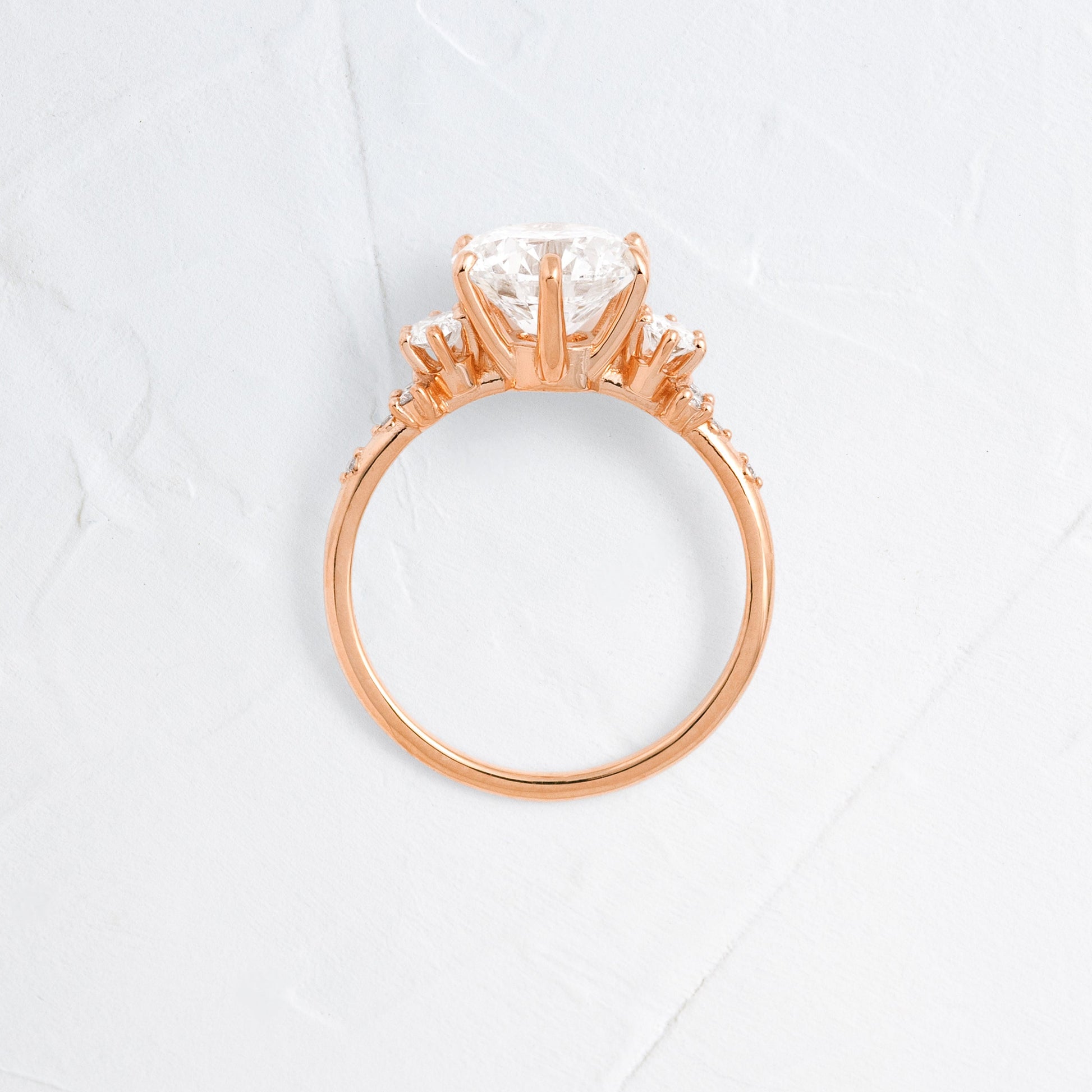 Cluster-Round Lab Grown Diamond Engagement Ring - On model