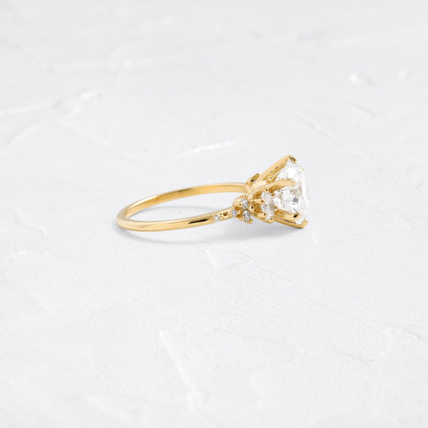 Cluster-Round Lab Grown Diamond Engagement Ring - Side view