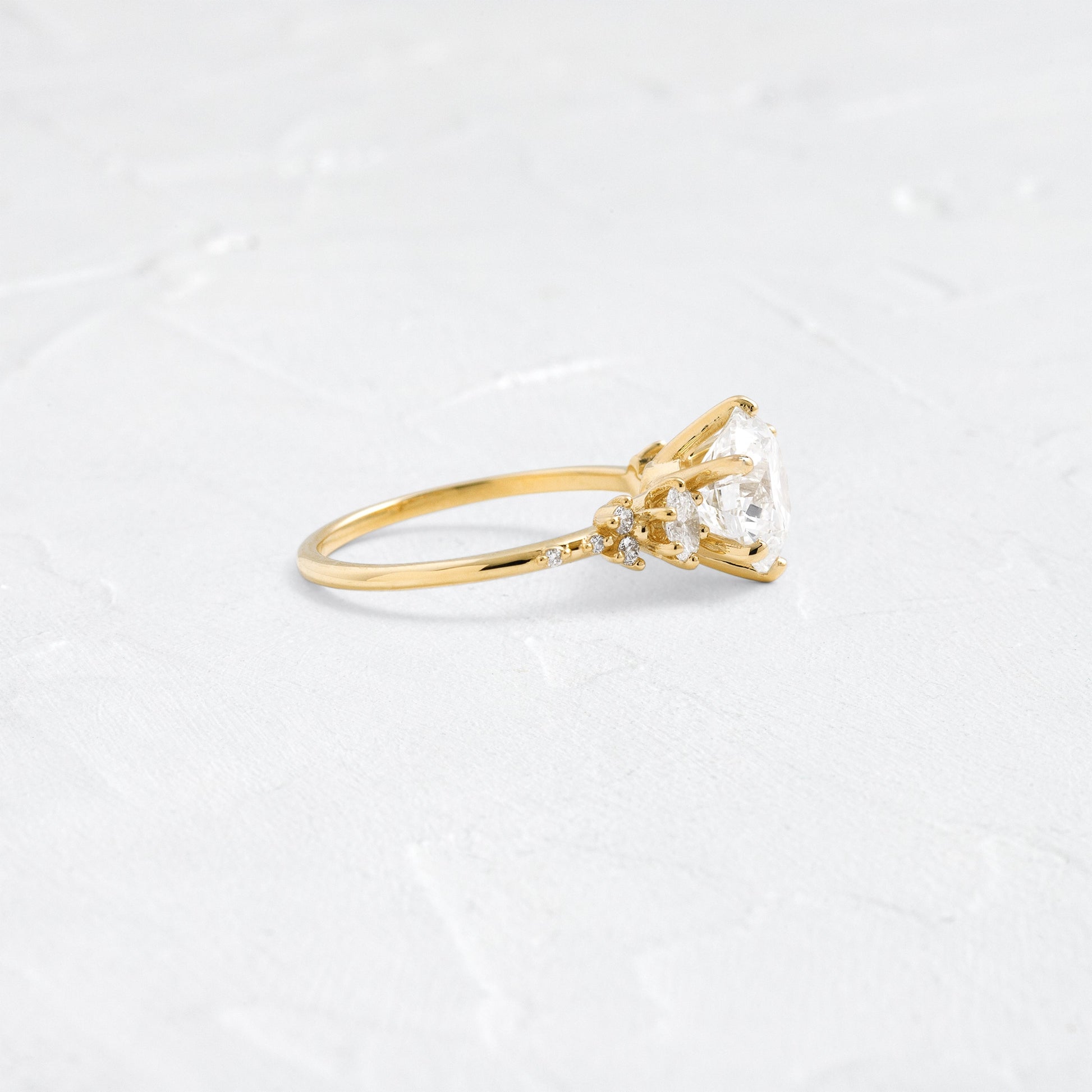 Cluster-Round Lab Grown Diamond Engagement Ring - Side view