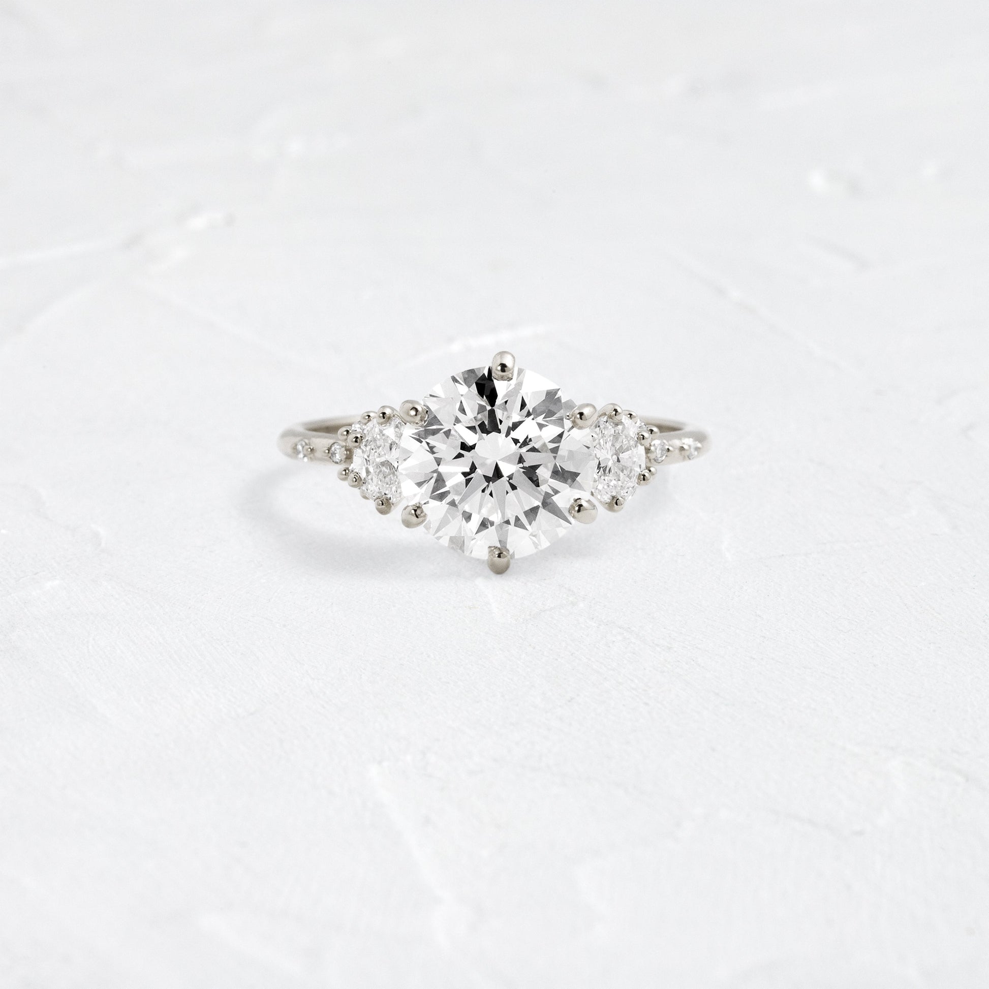 Cluster-Round Lab Grown Diamond Engagement Ring - Detail view