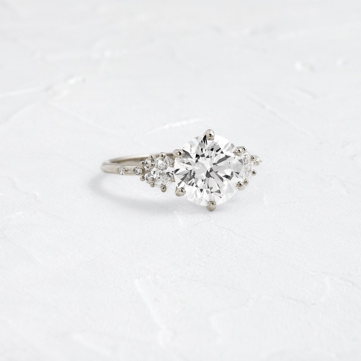 Cluster-Round Lab Grown Diamond Engagement Ring - On model
