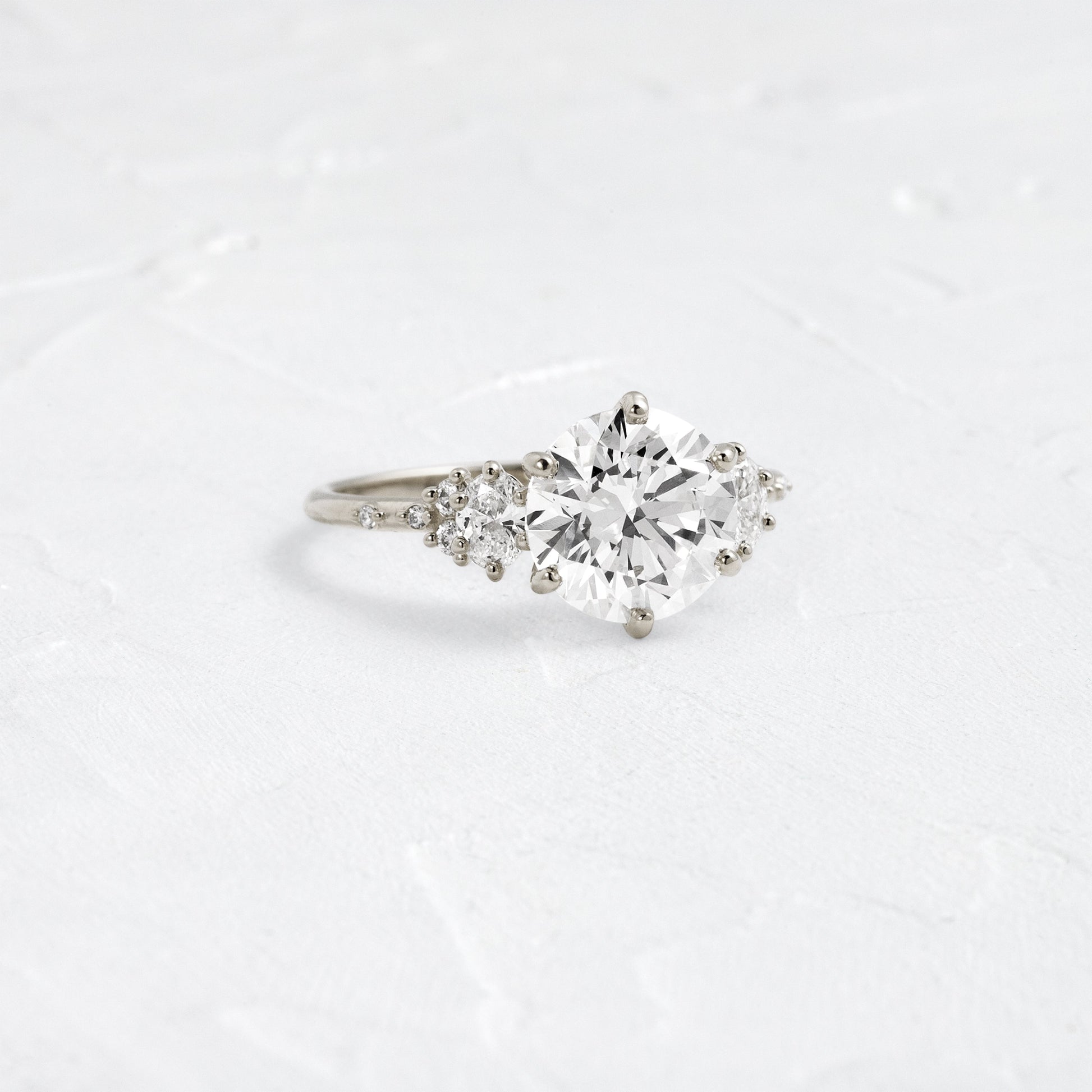 Cluster-Round Lab Grown Diamond Engagement Ring - On model
