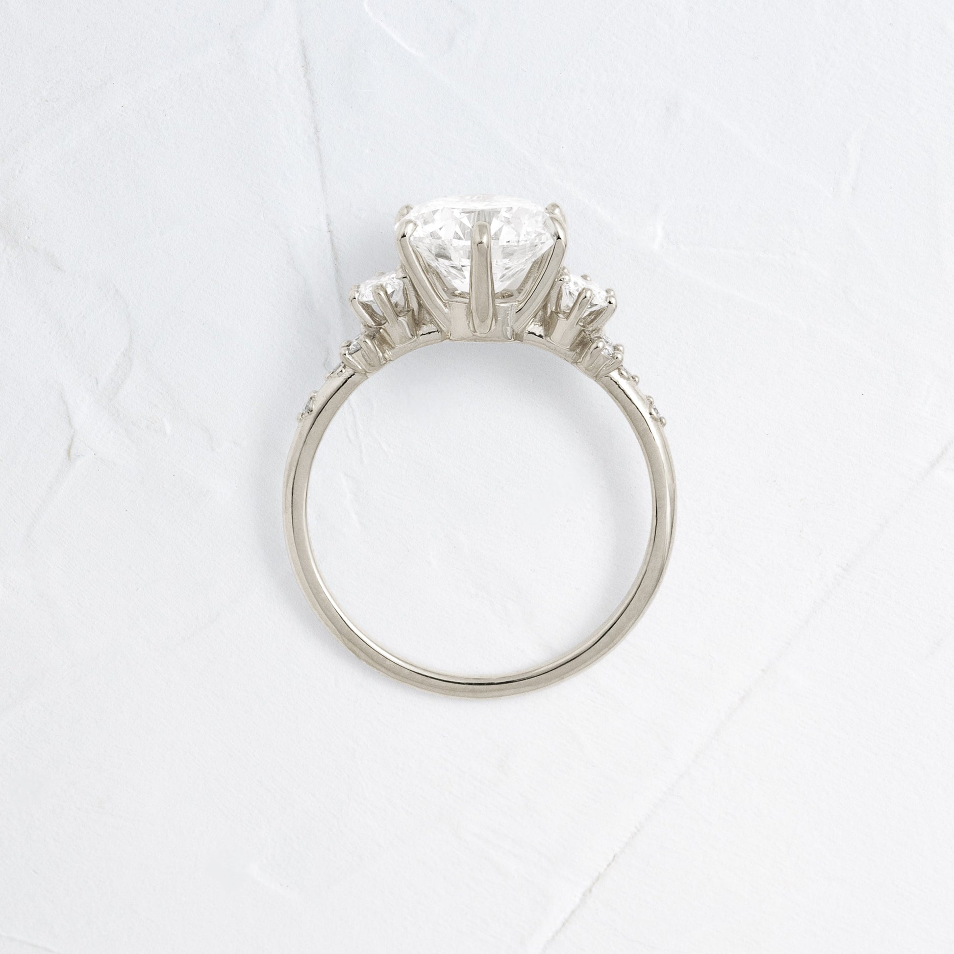 Cluster-Round Lab Grown Diamond Engagement Ring - Front view