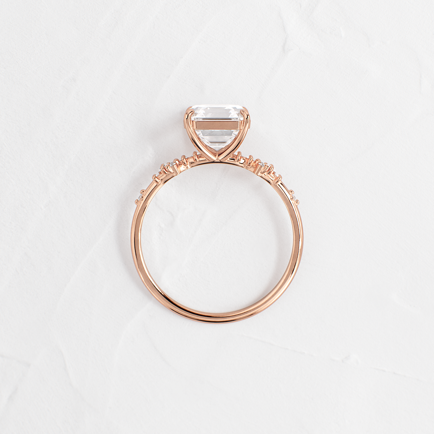 Cluster Style-Asscher Lab Grown Diamond Engagement Ring - On model