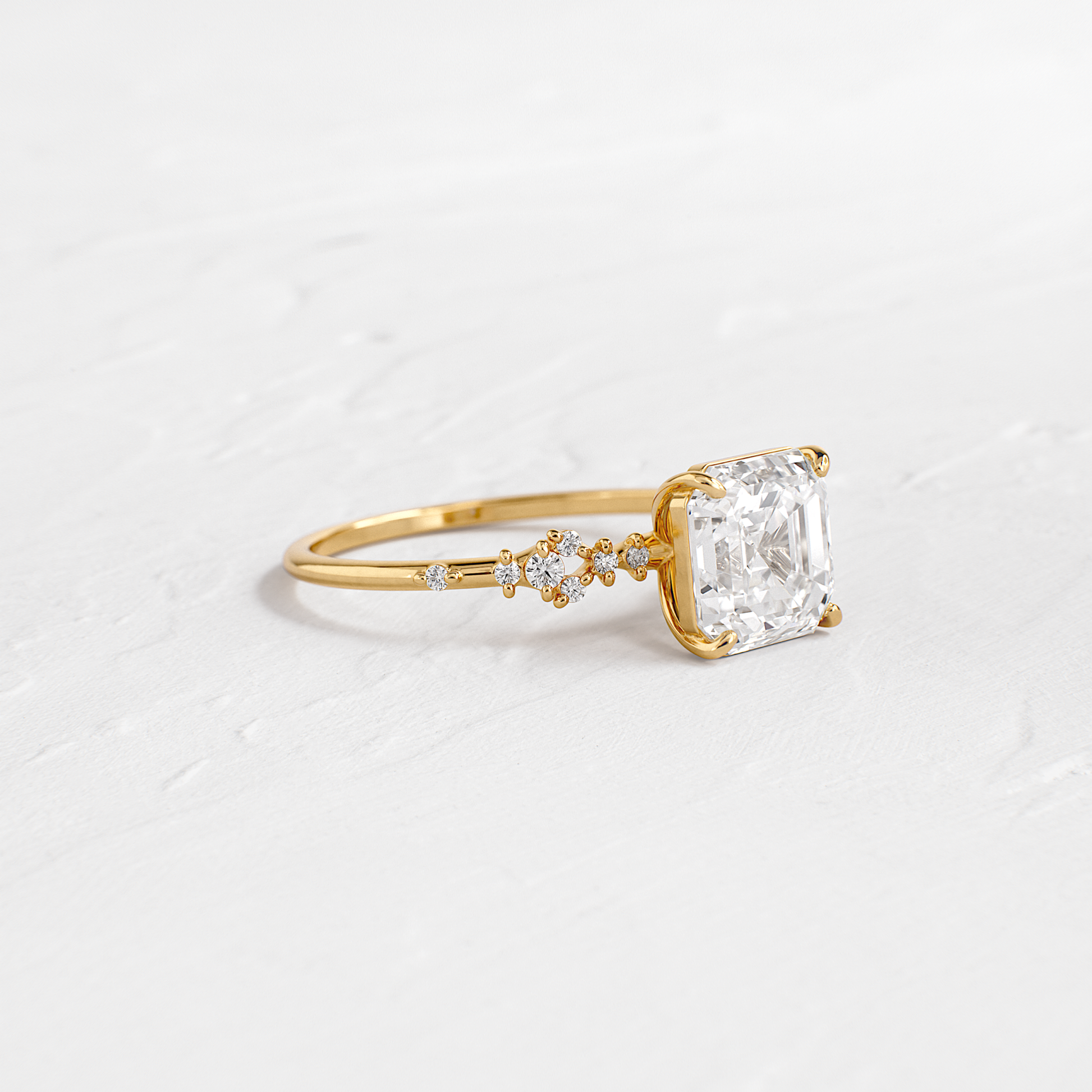 Cluster Style-Asscher Lab Grown Diamond Engagement Ring - Front view